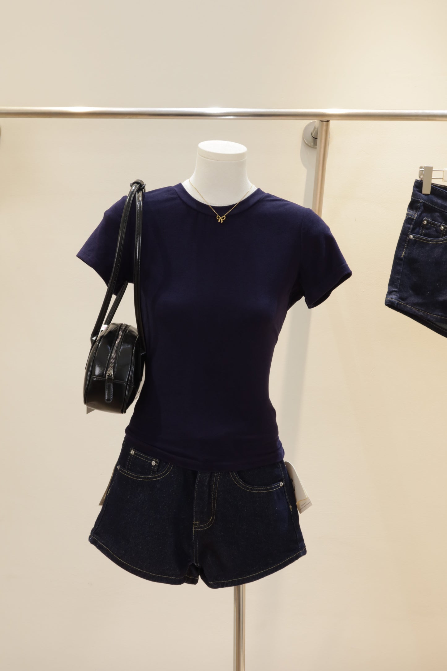 Dark toned denim shorts