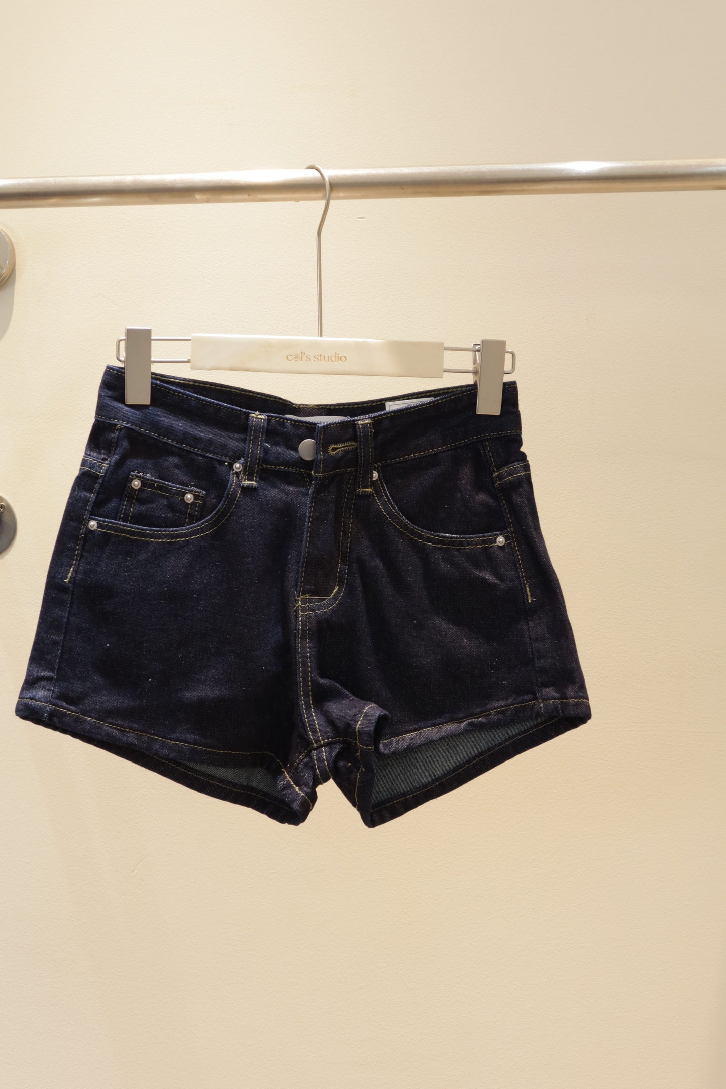 Dark toned denim shorts