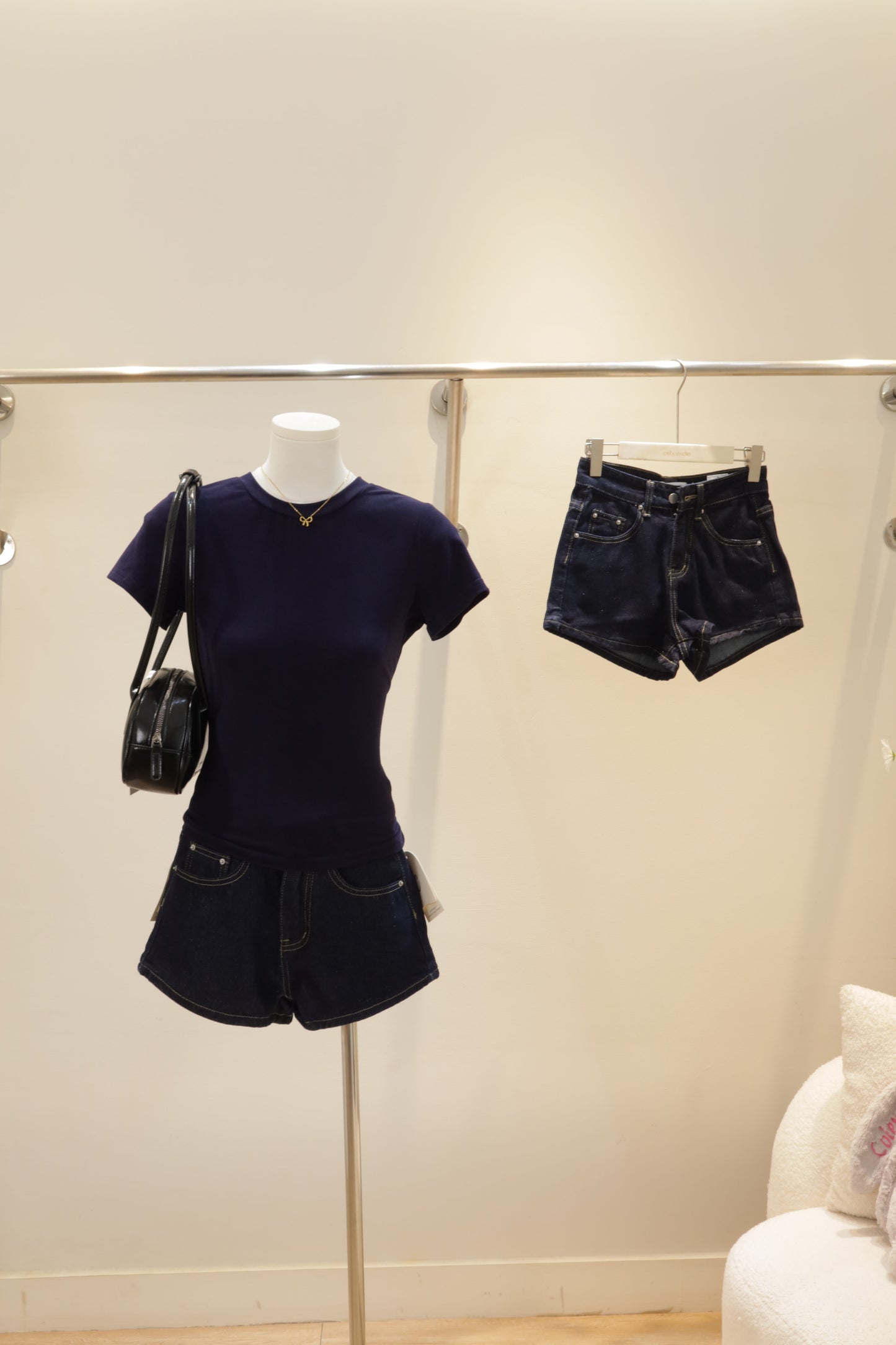 Dark toned denim shorts