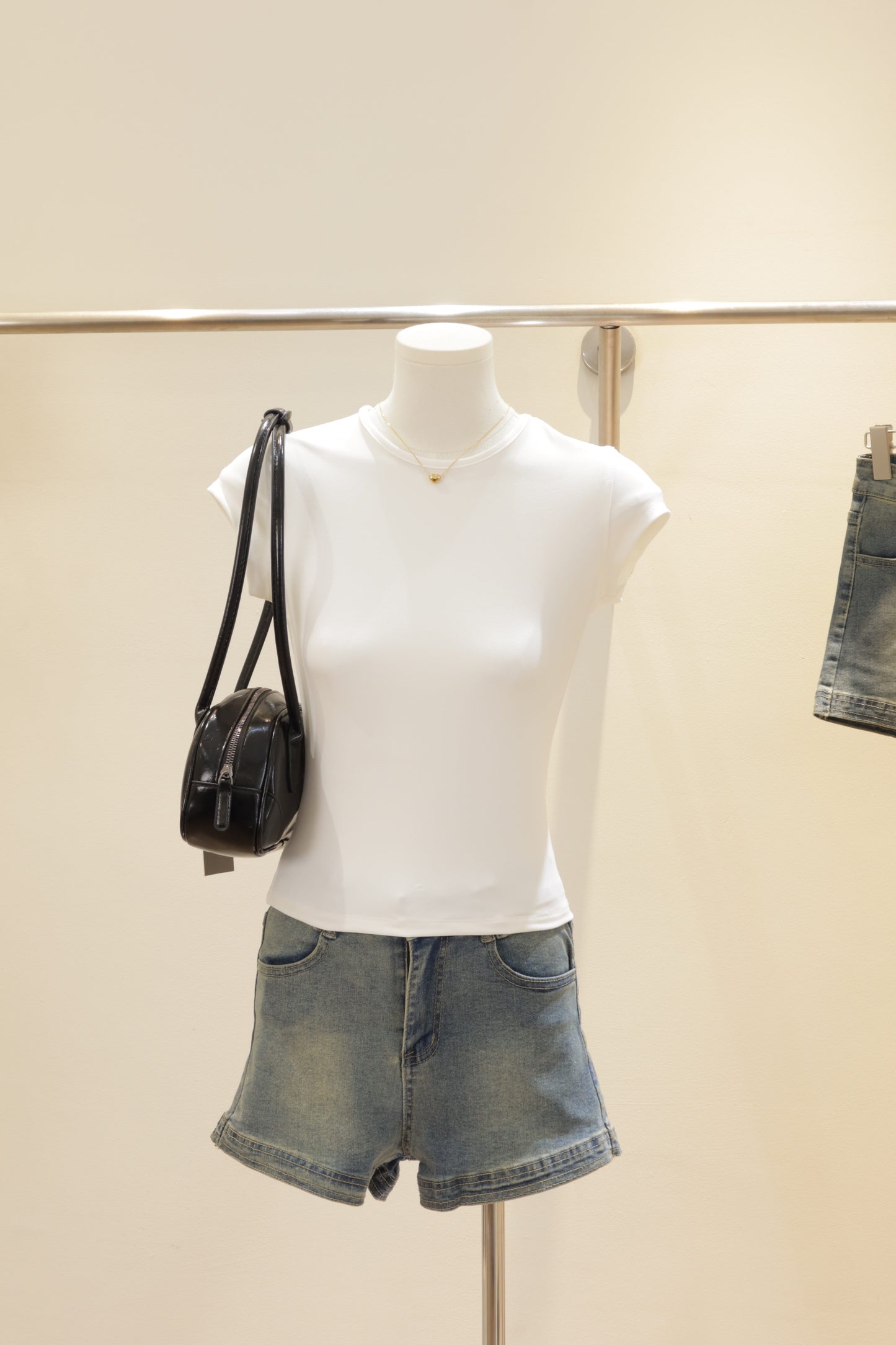 light washed denim shorts
