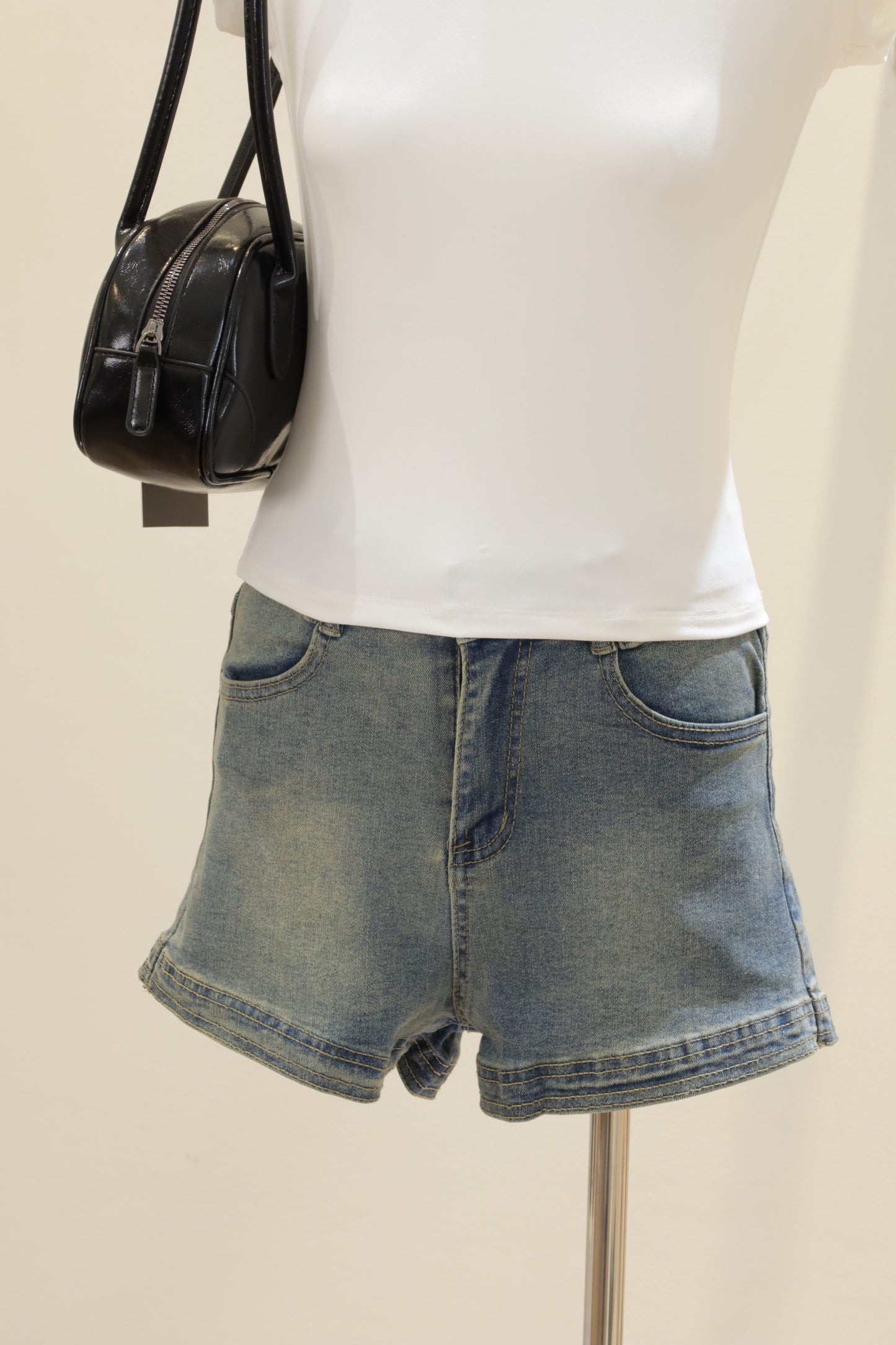 light washed denim shorts