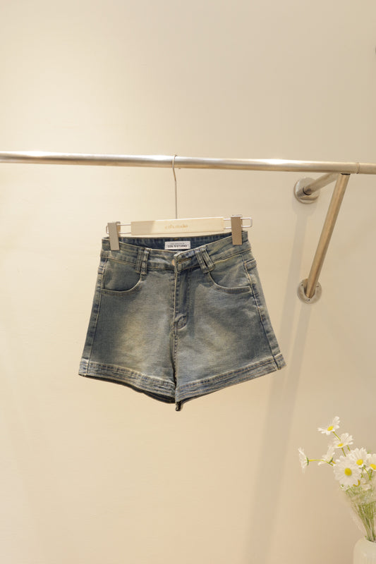 light washed denim shorts