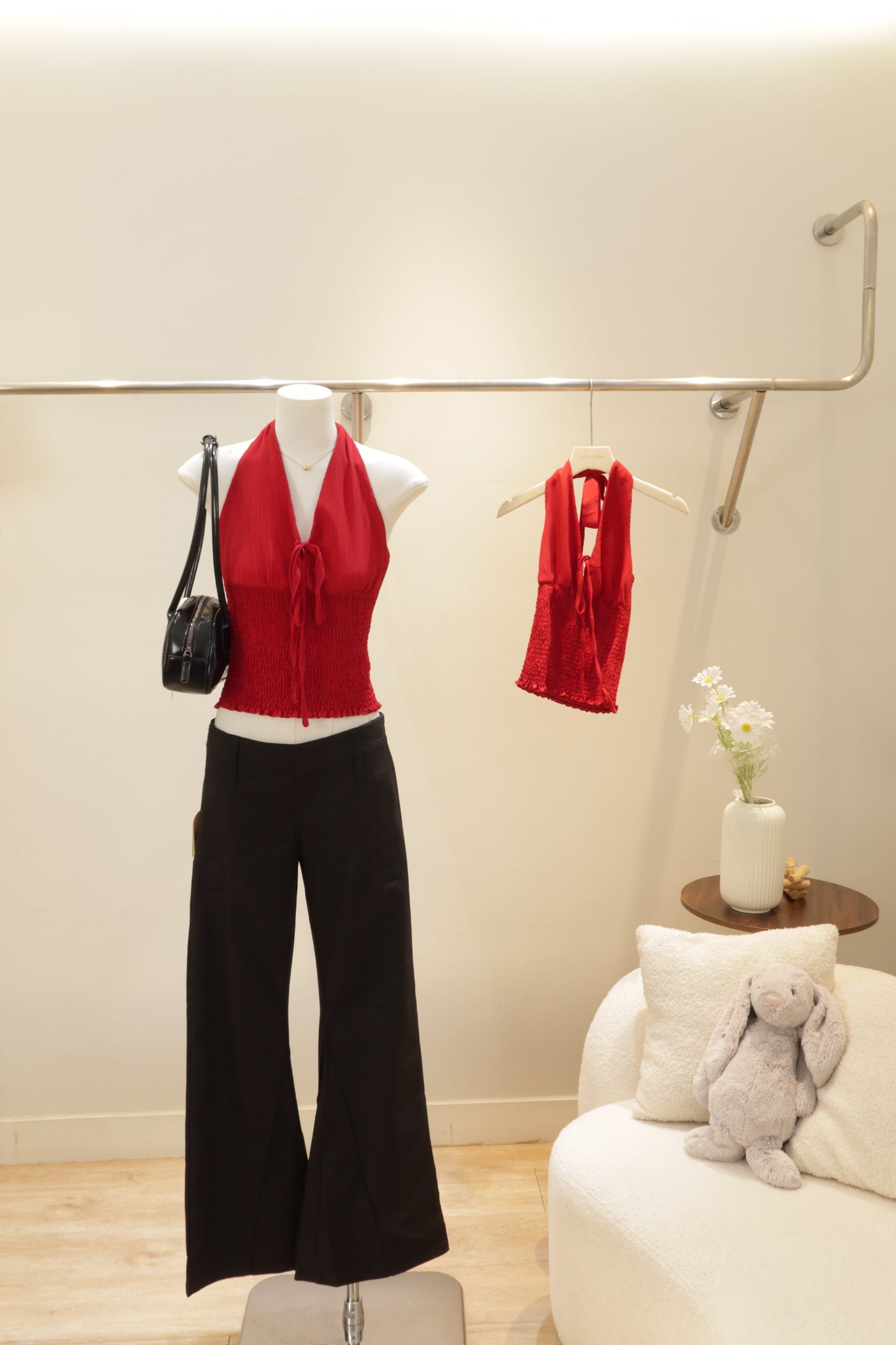 red slim fit halter