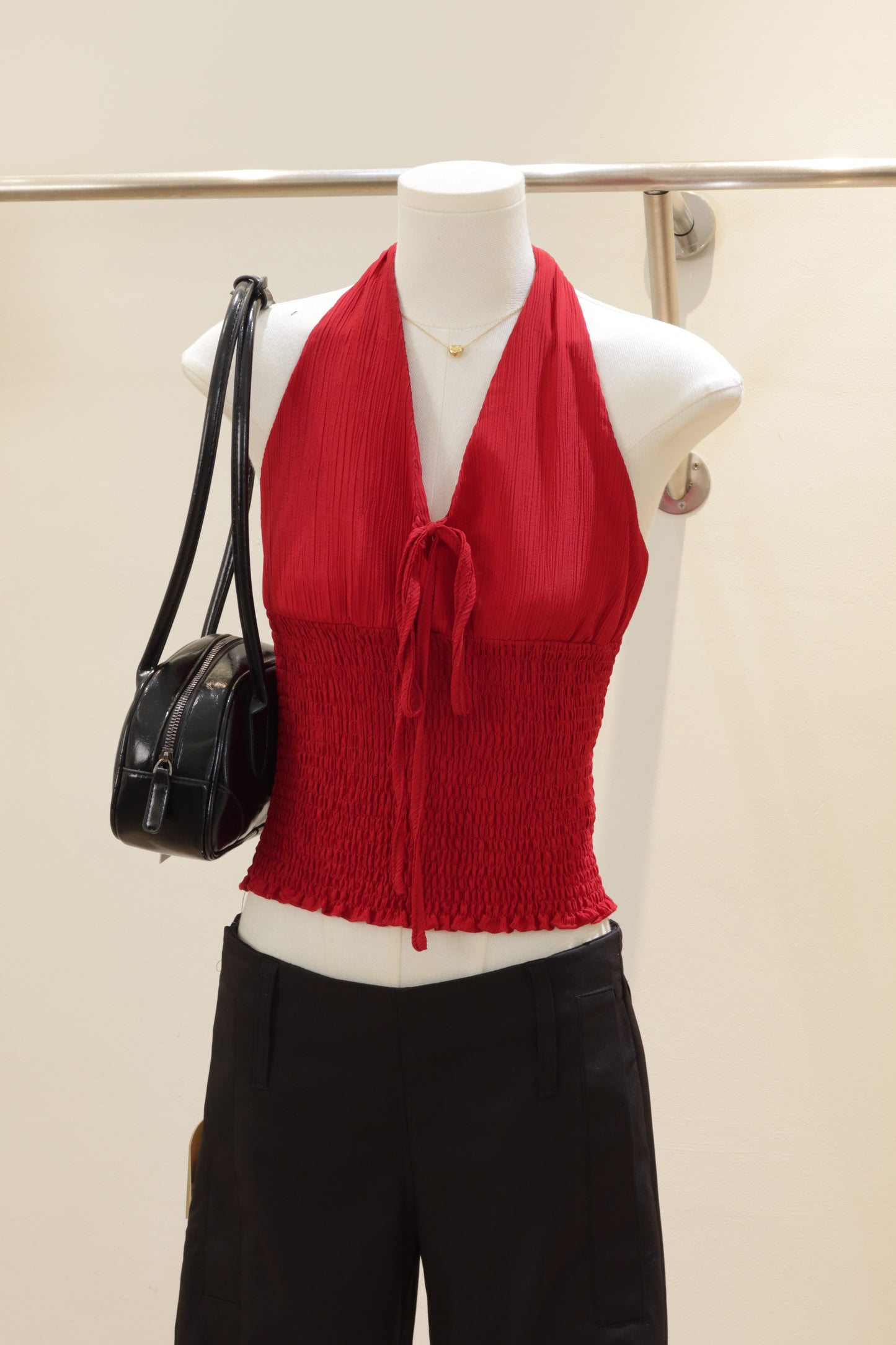 red slim fit halter