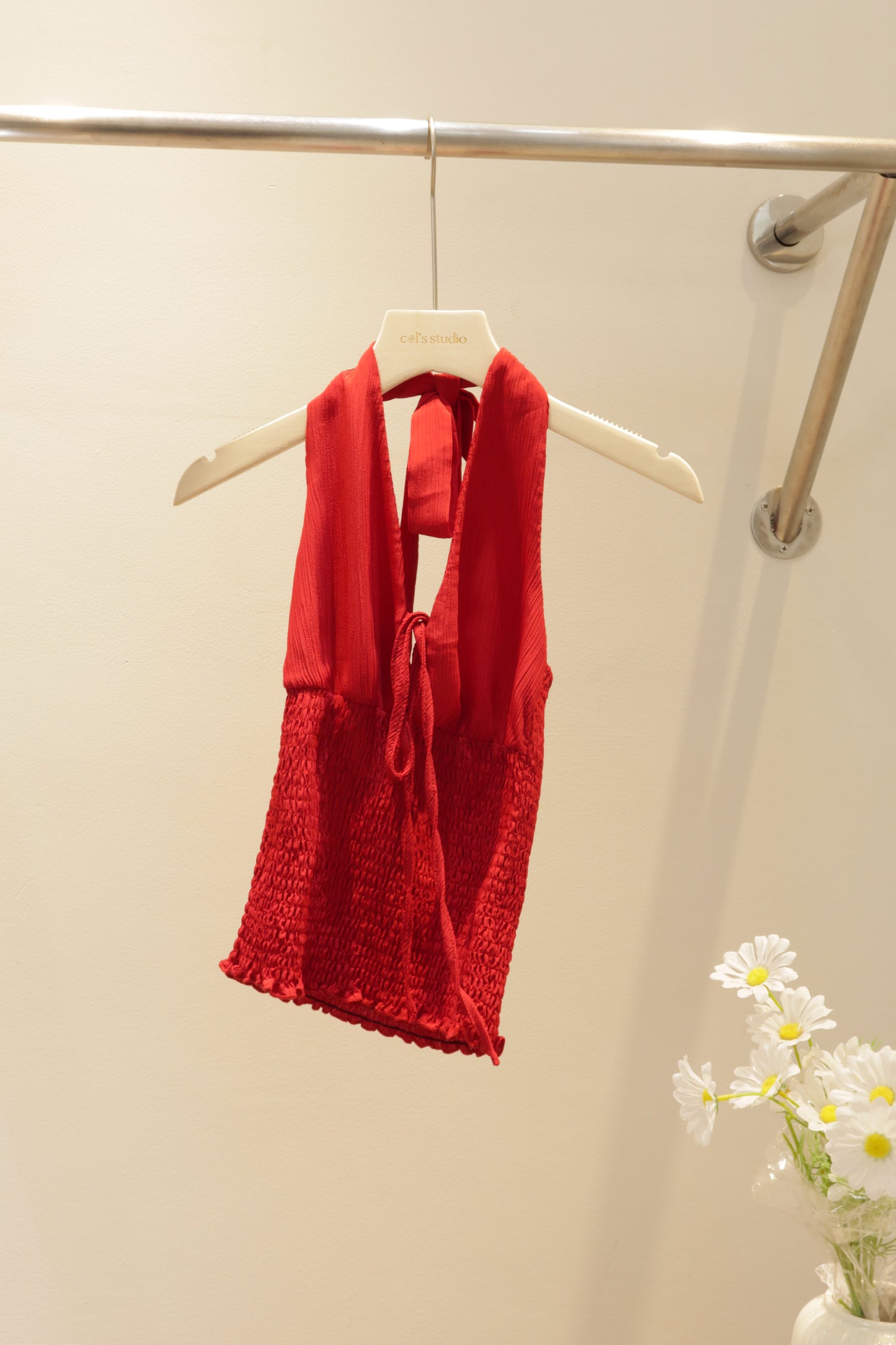 red slim fit halter