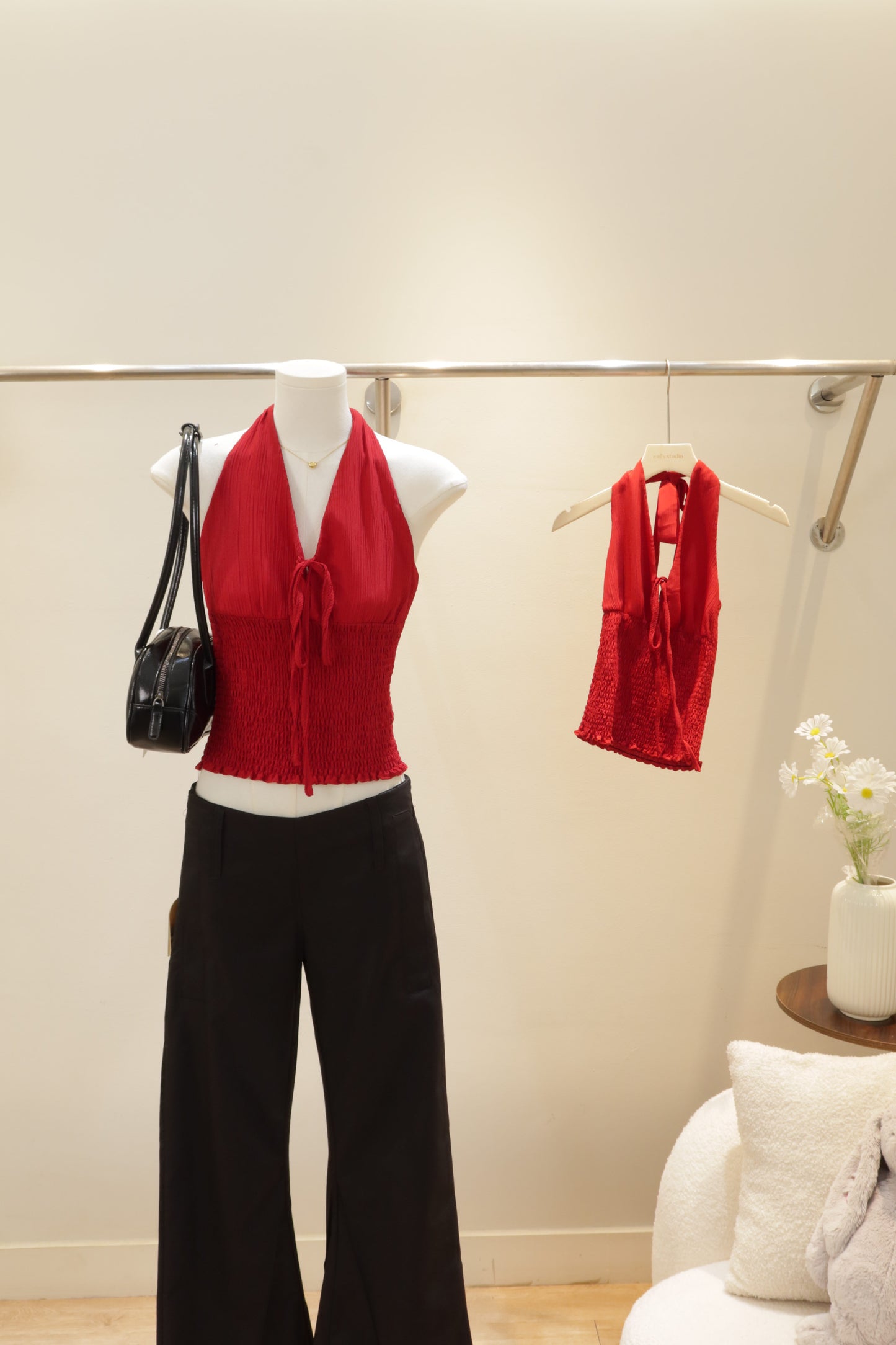 red slim fit halter