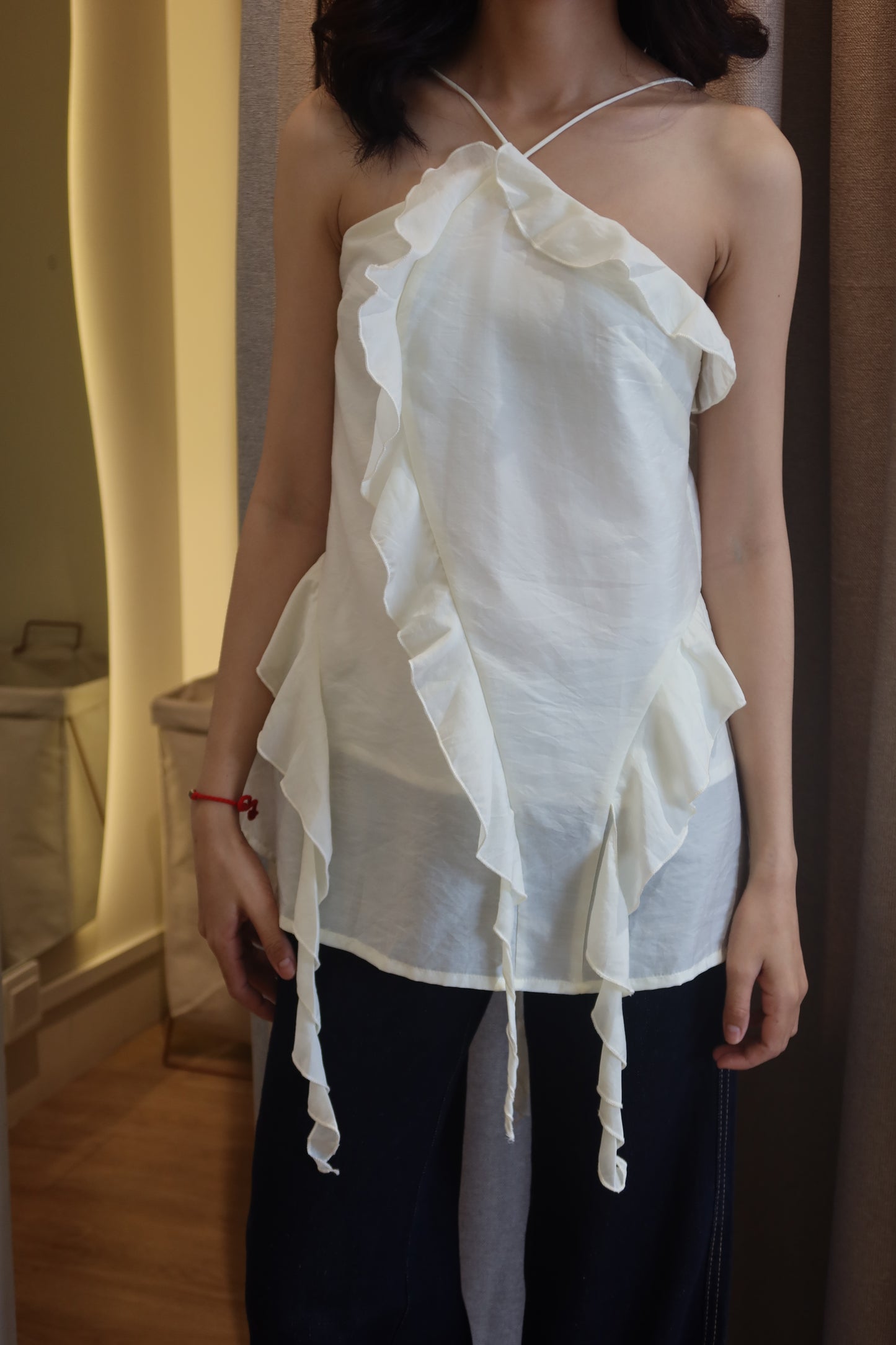 Cream flowy halter top