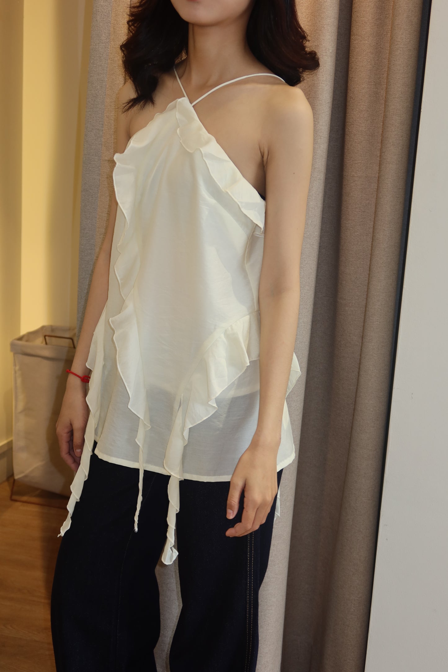 Cream flowy halter top