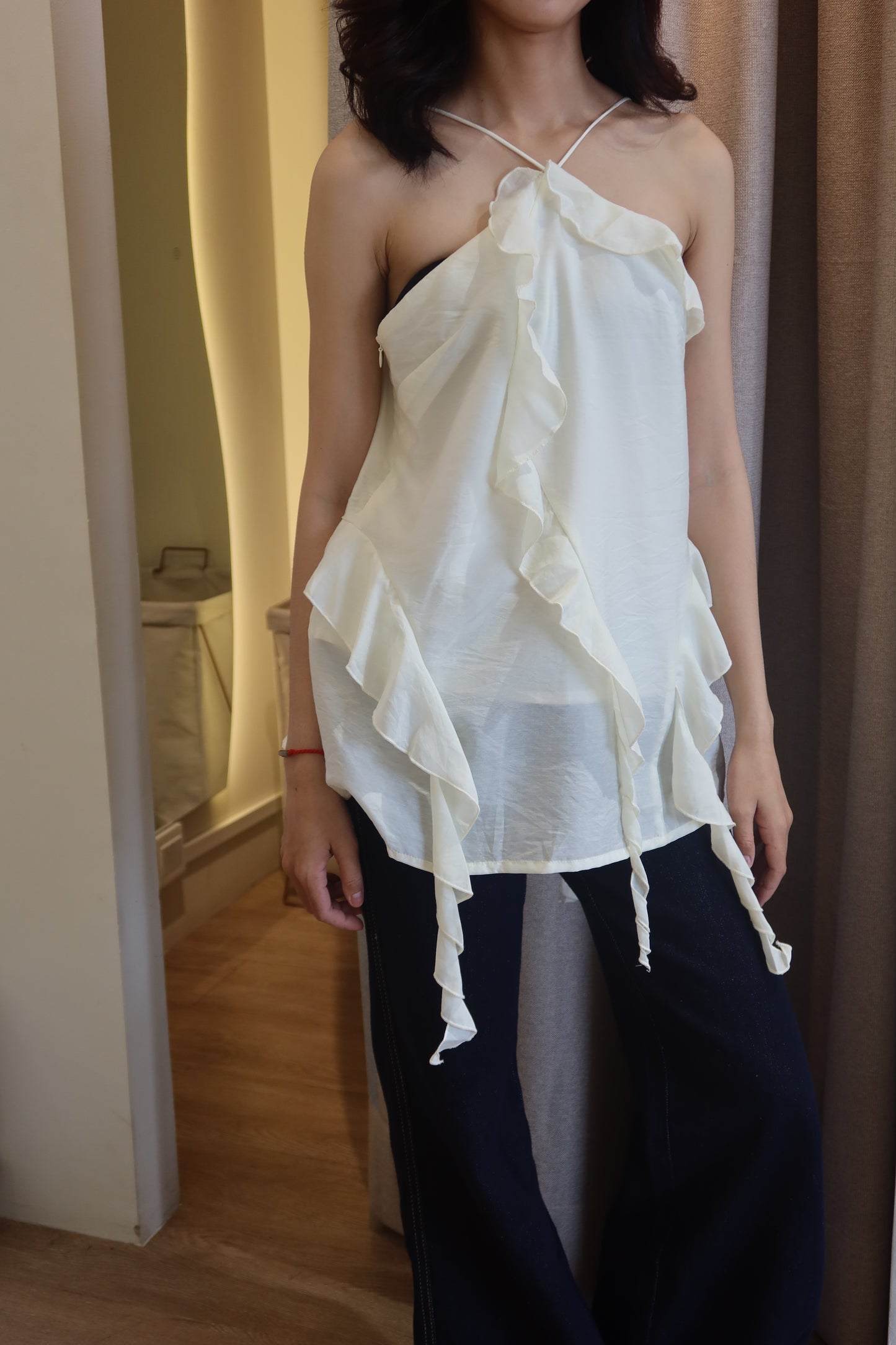 Cream flowy halter top