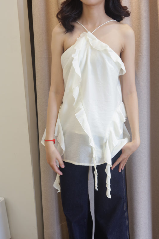 Cream flowy halter top
