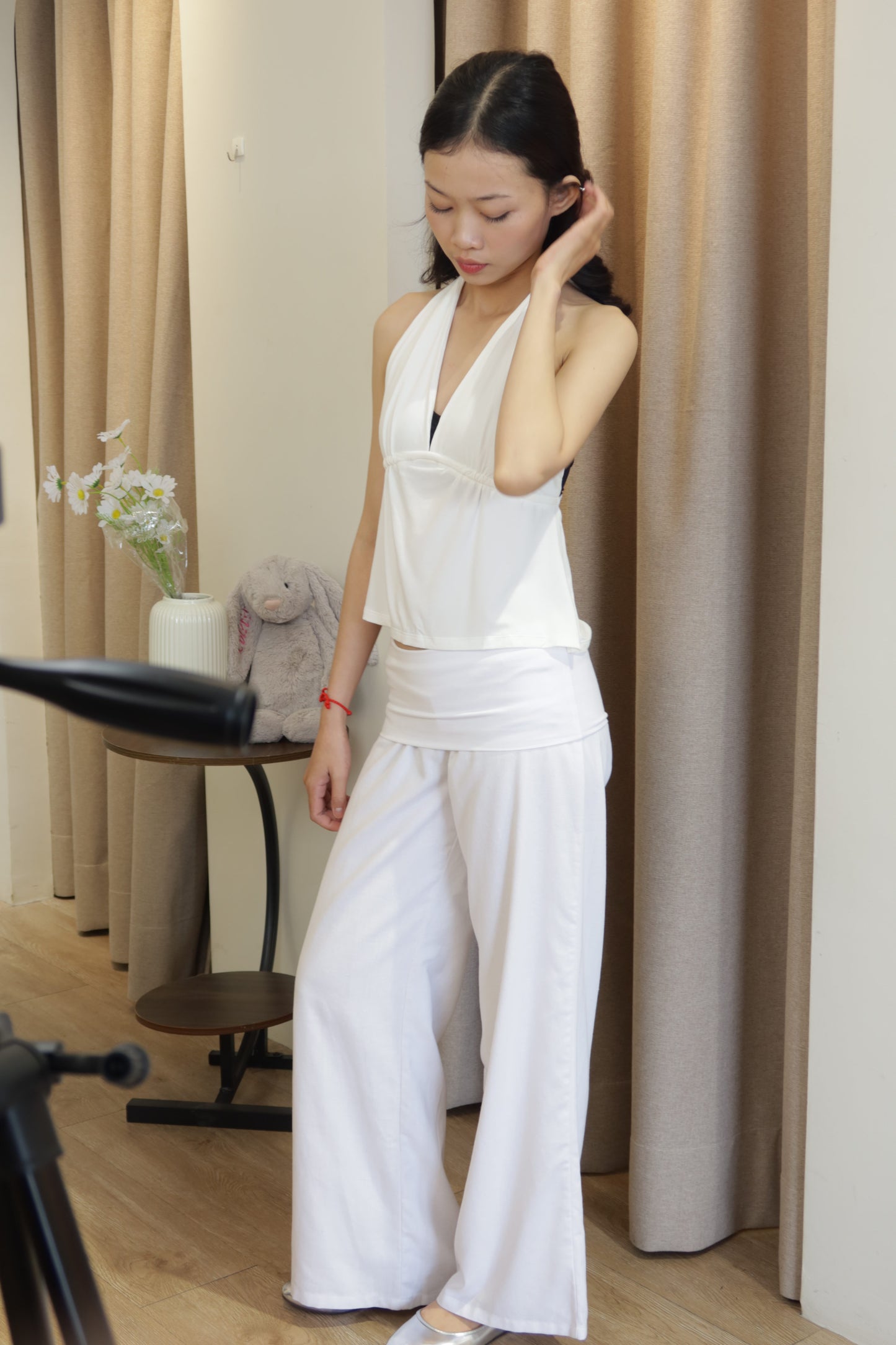 Halter low cut top