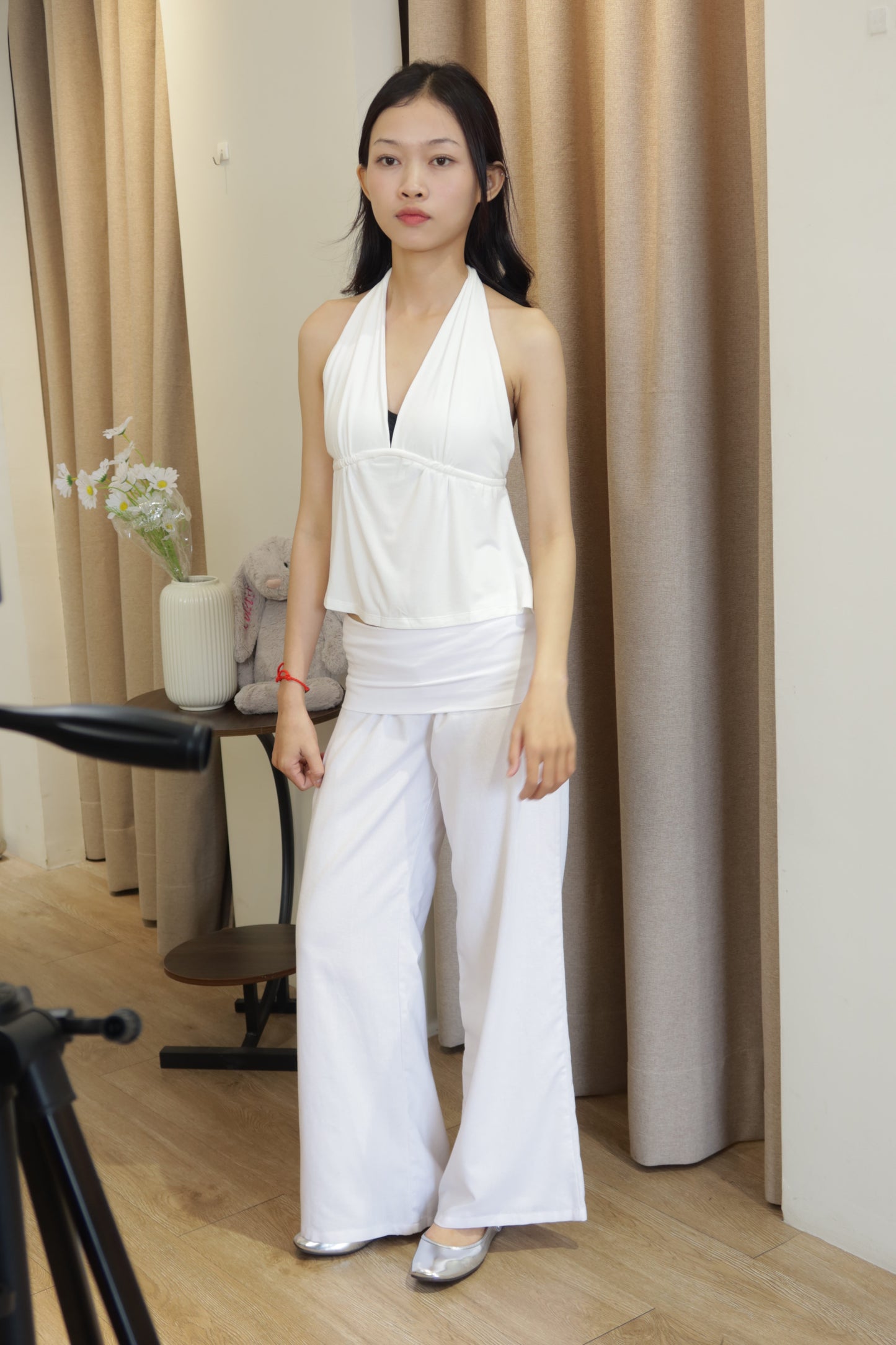 Halter low cut top