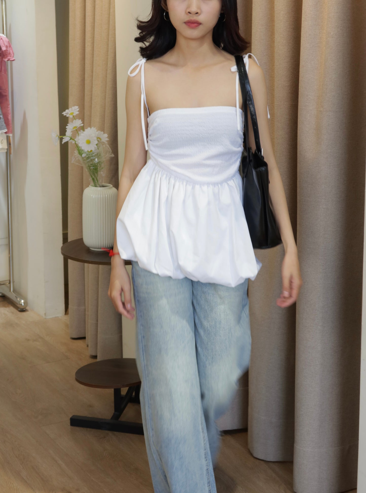Side runched flowy top