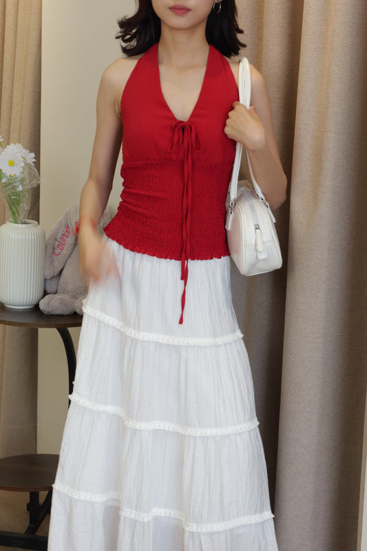 red slim fit halter