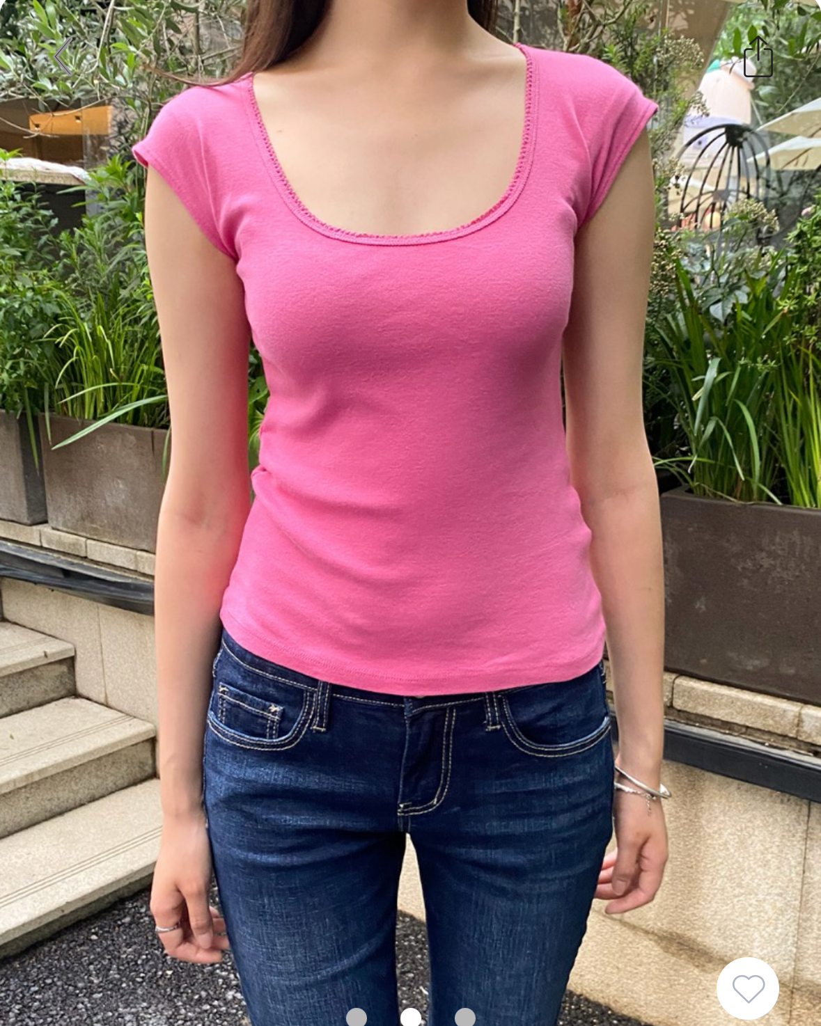 BRANDY Lesley Scalloped Trip Top  -ROSE RED