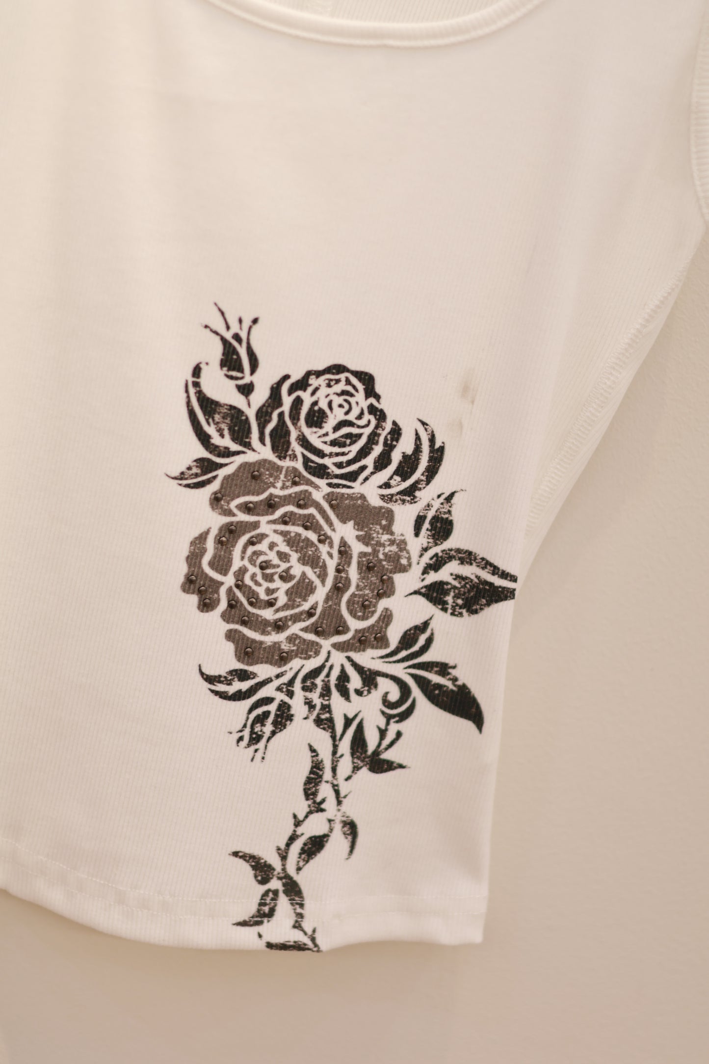 ROSE PRINT WHITE TANK TOP