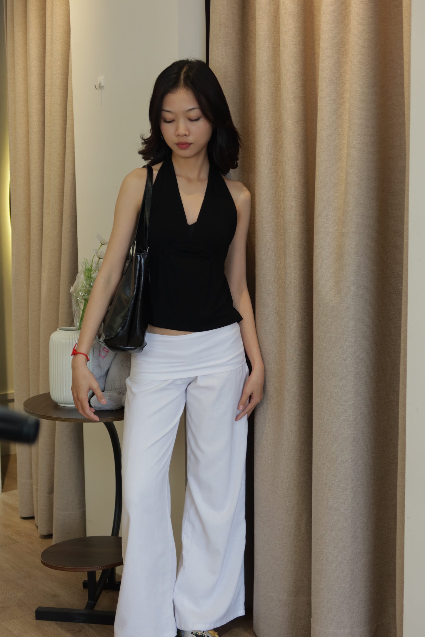 Halter low cut top