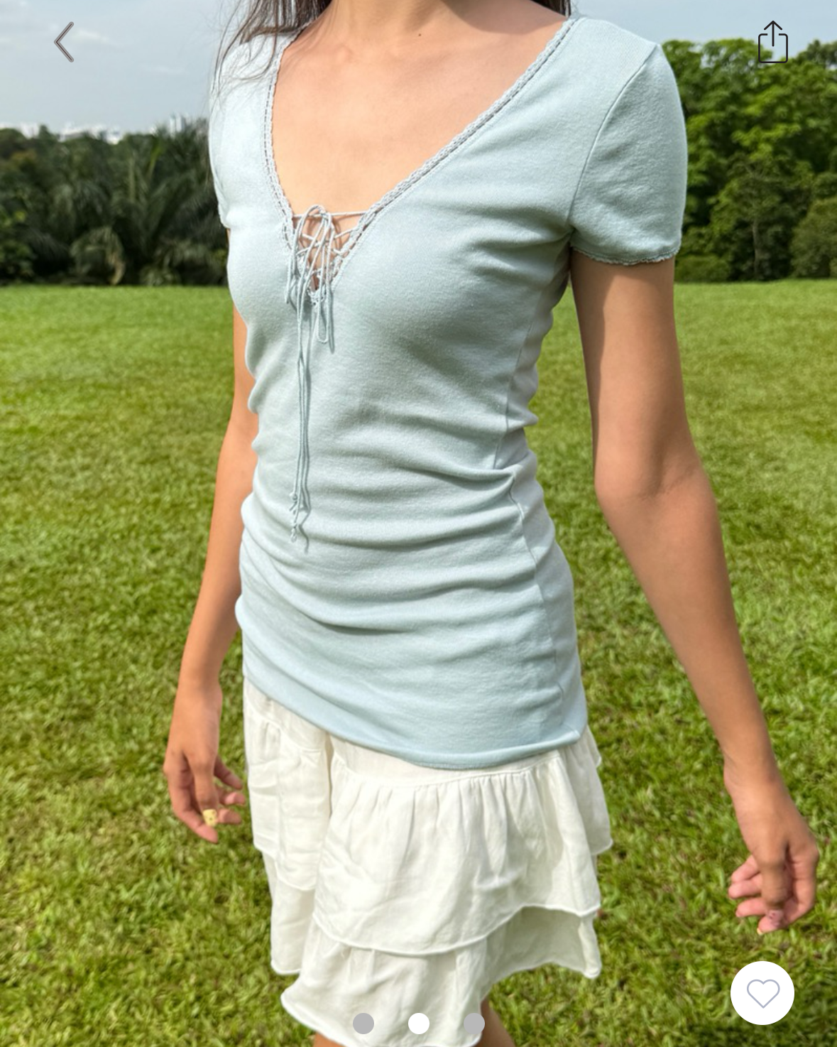 BRANDY Tania V-Neck Lace Top- BLUE