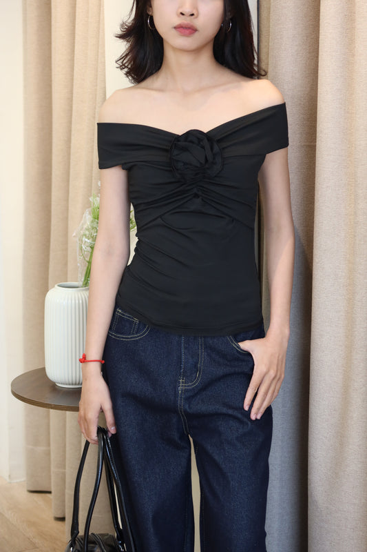 Black rose off shoulder top