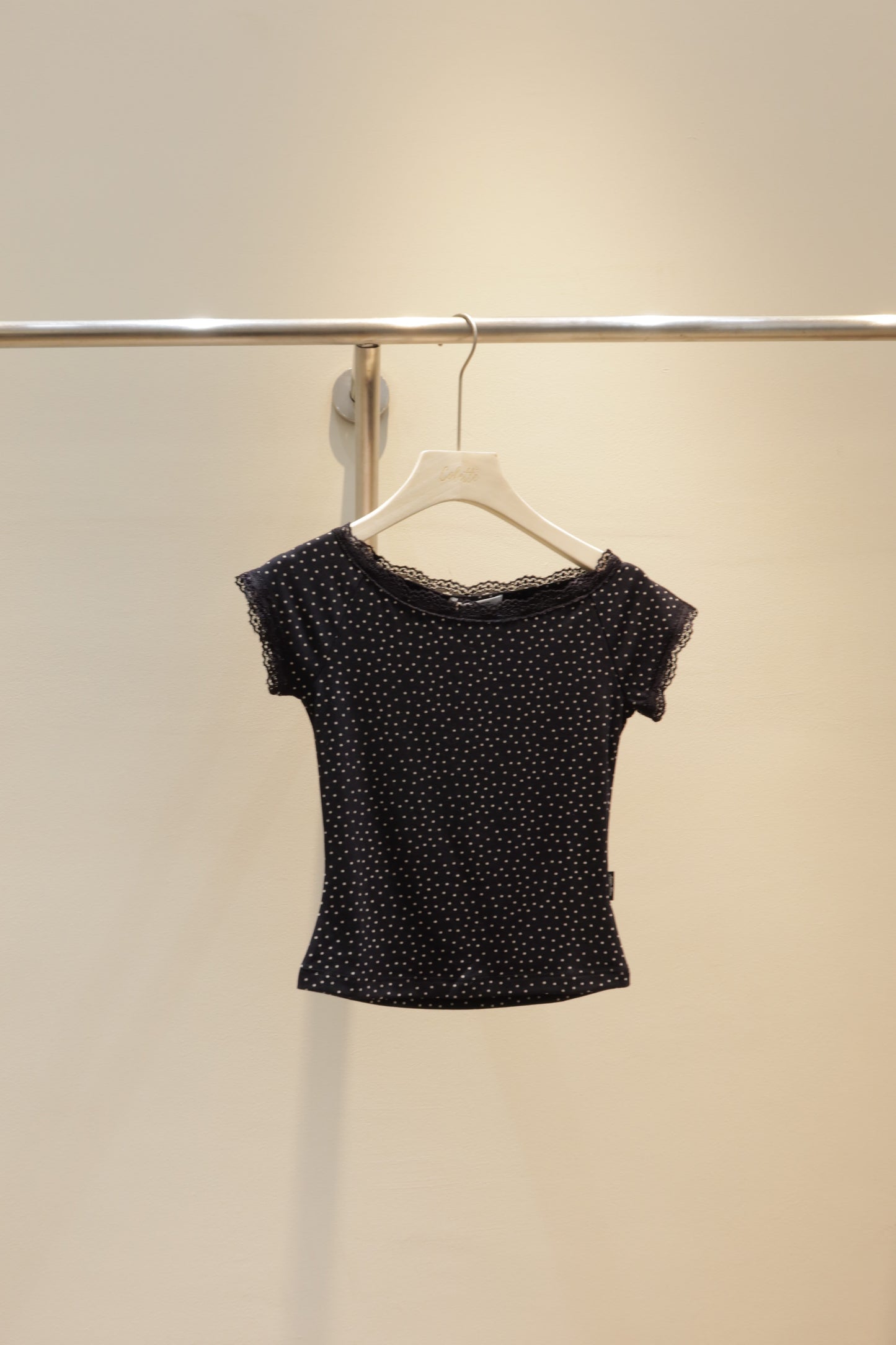 Black polkadot off shoulder