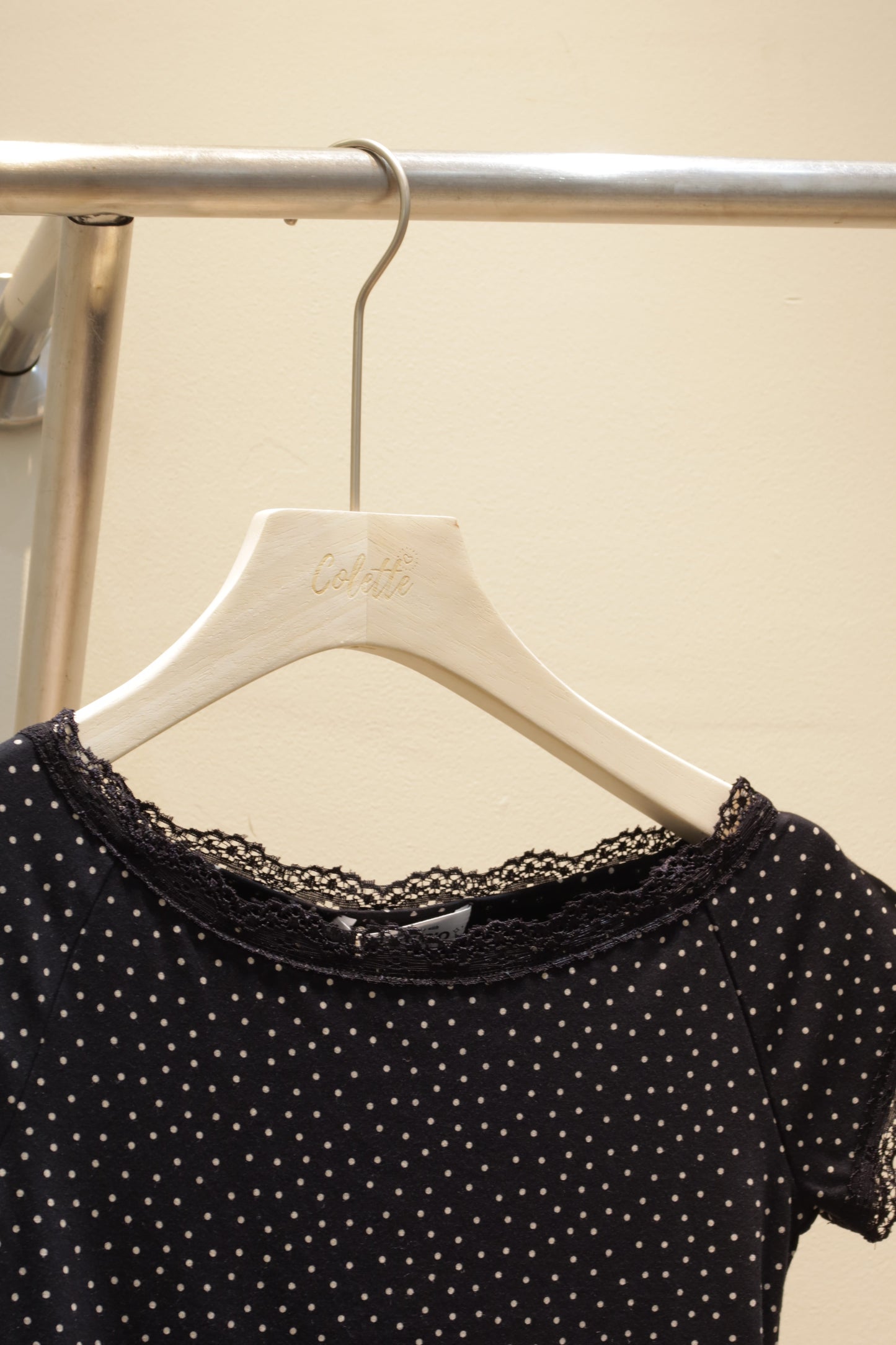 Black polkadot off shoulder