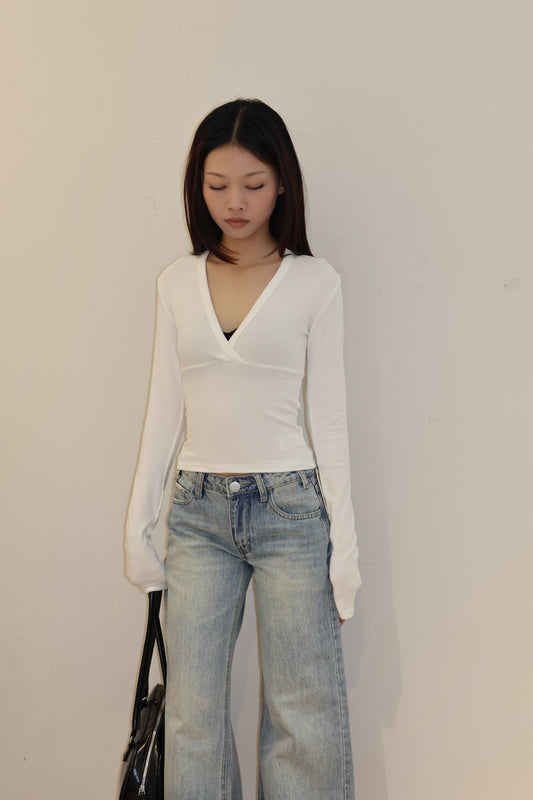 BASIC V NECK LONG SLEEVE TOP