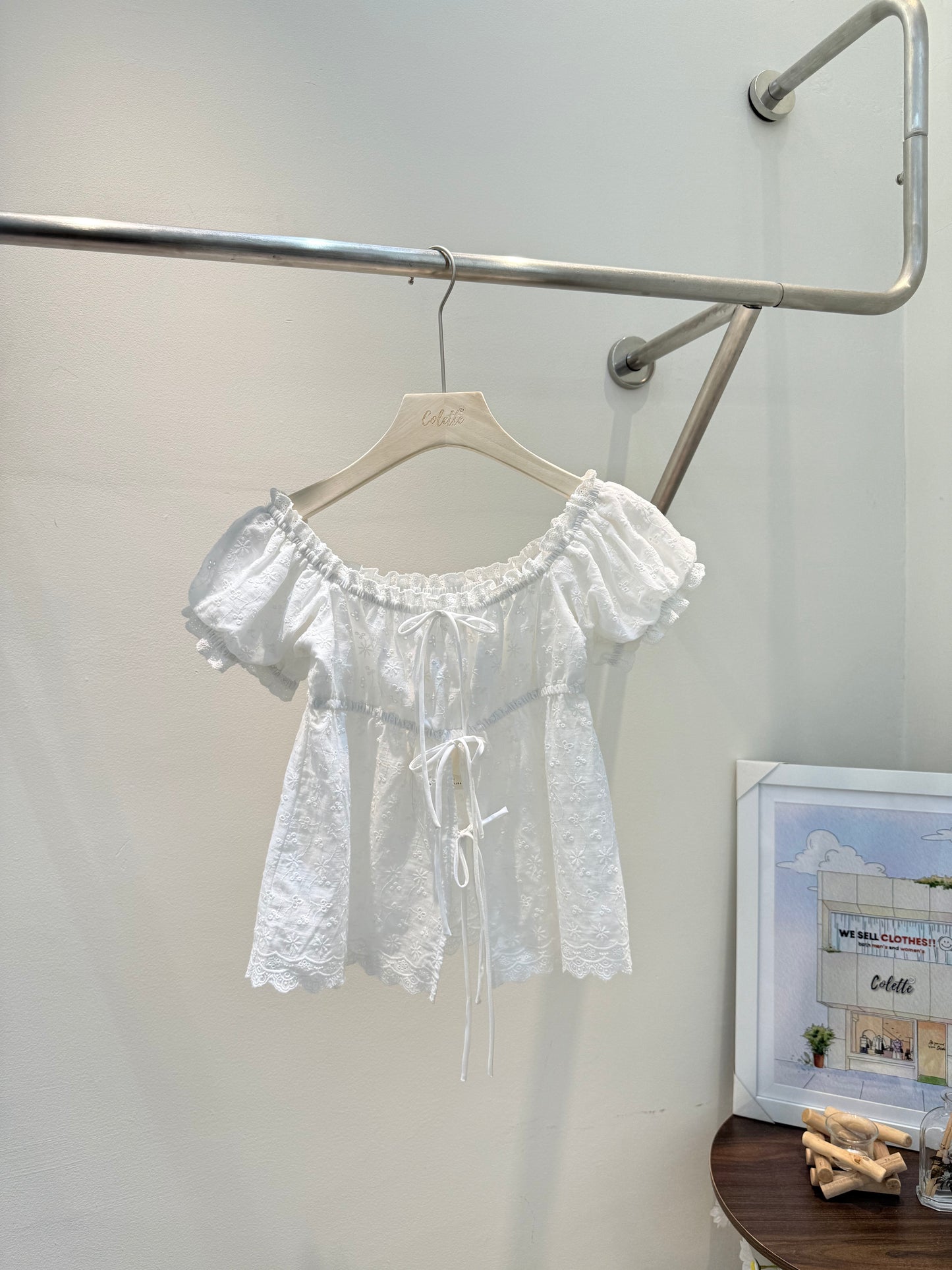 cotton ribbon off shoulder top