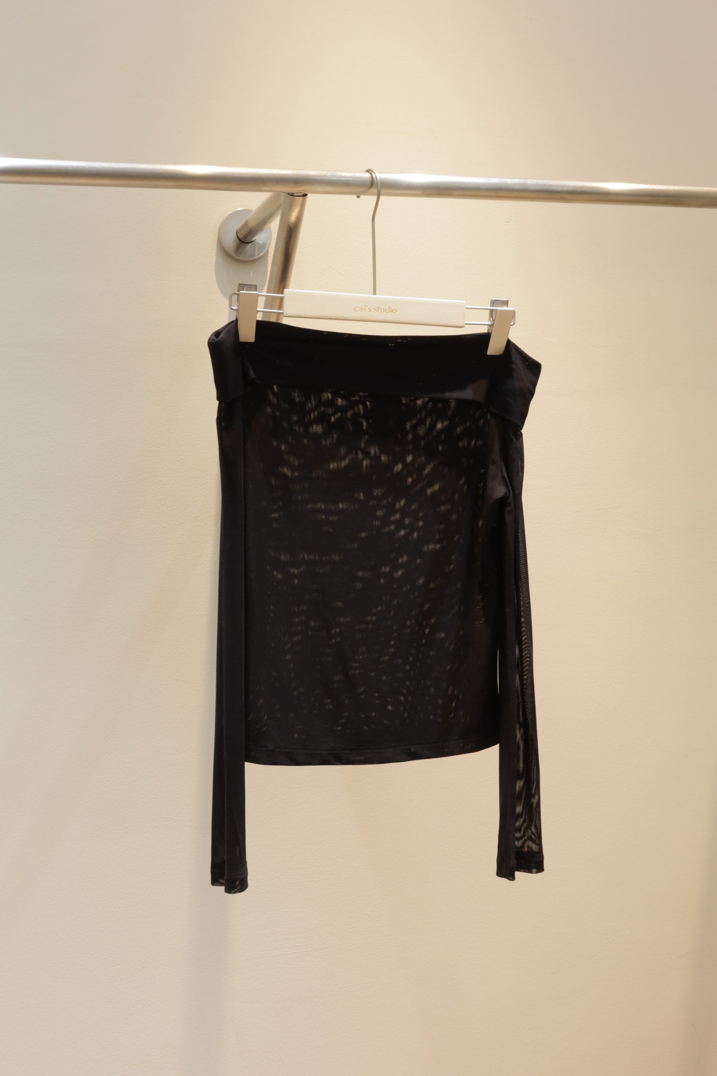black mesh long sleeve off shoulder