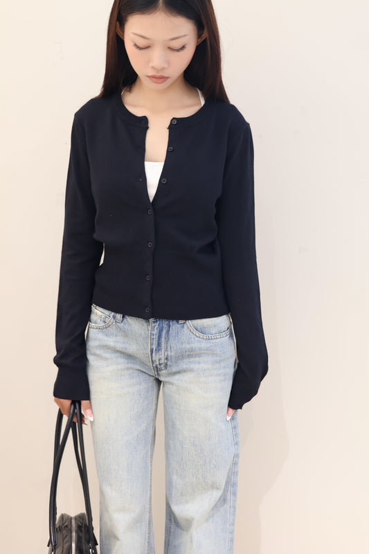 BLACK BASIC CARDIGAN