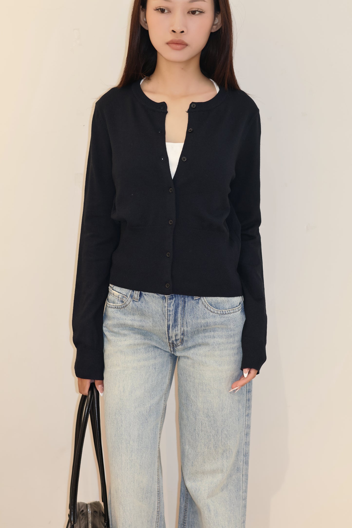 BLACK BASIC CARDIGAN