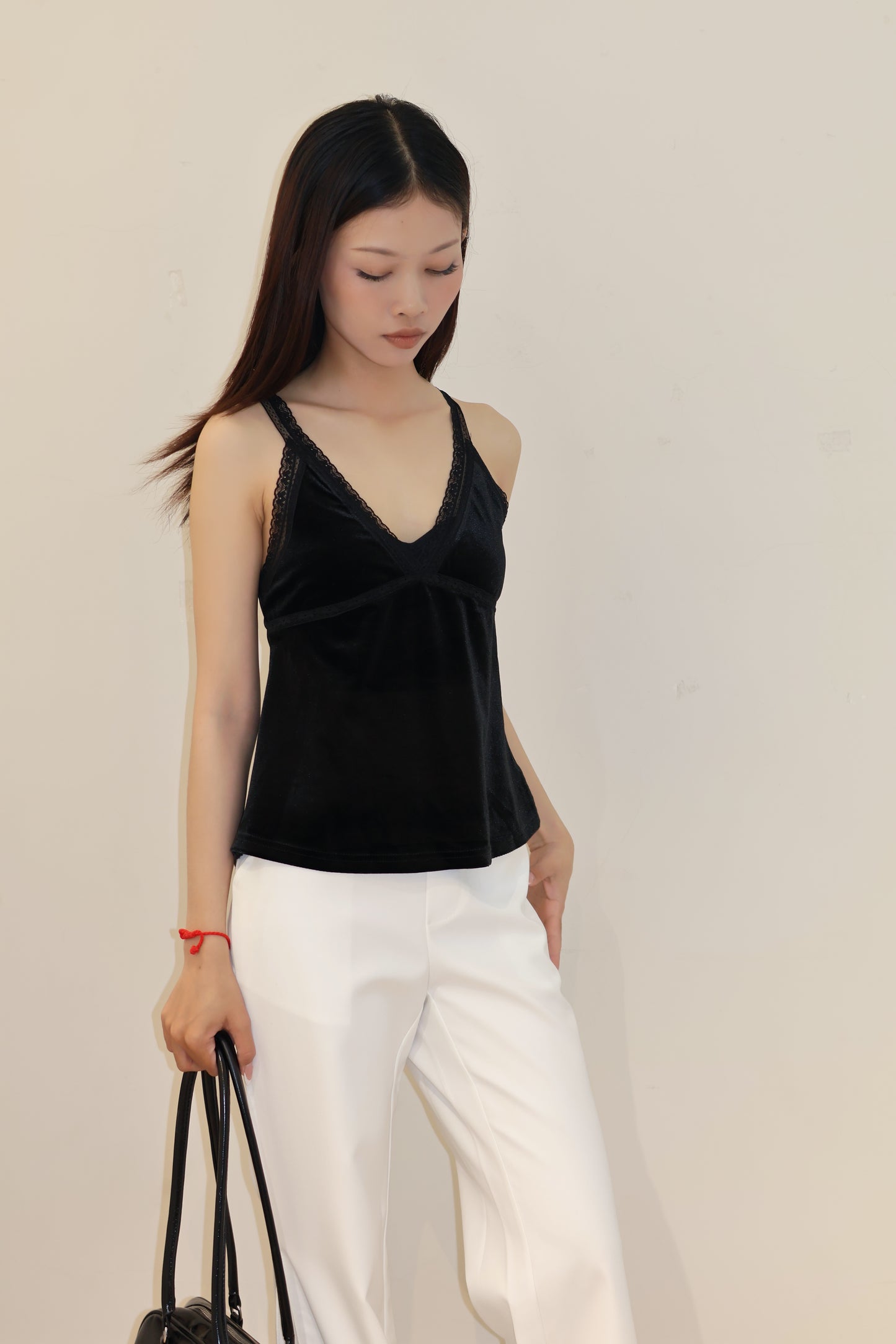 Velvet lace tank top