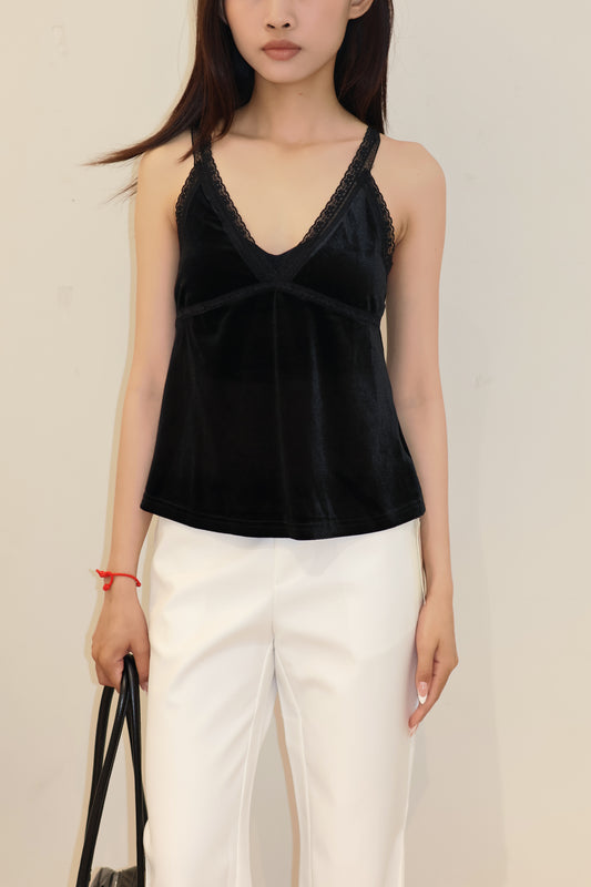 Velvet lace tank top