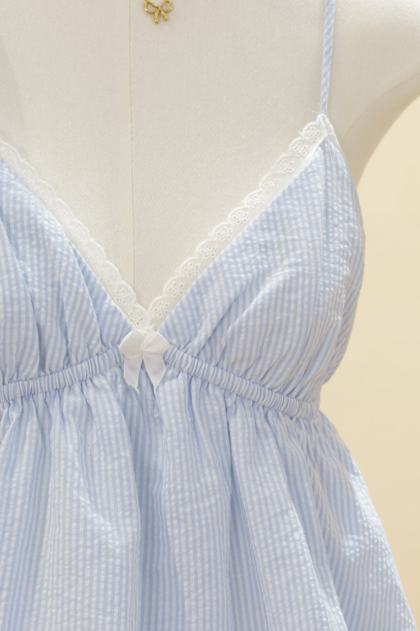 blue stripes v cut flowy top