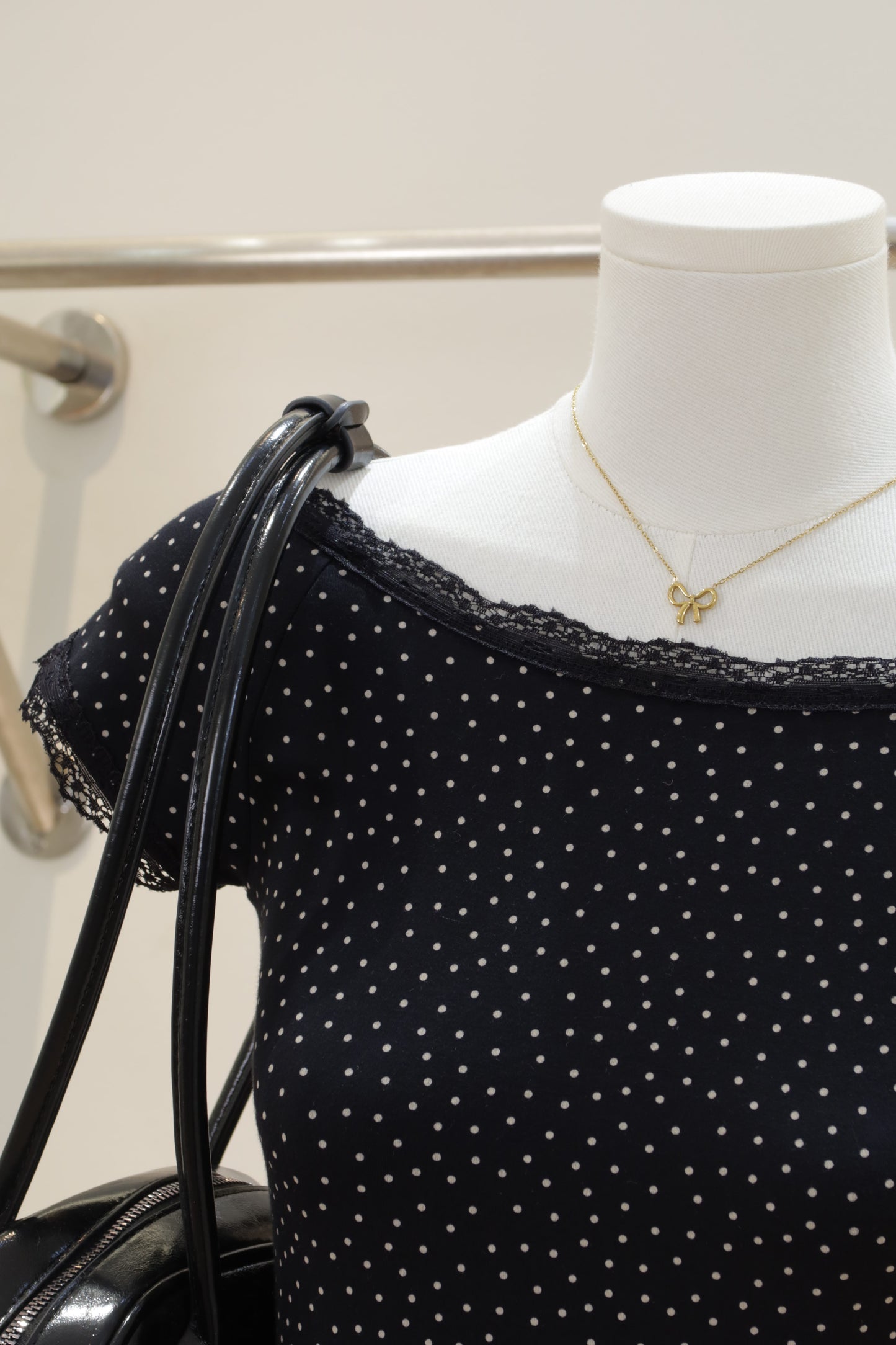 Black polkadot off shoulder