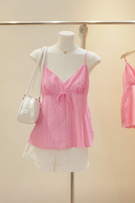pink v cut flowy top