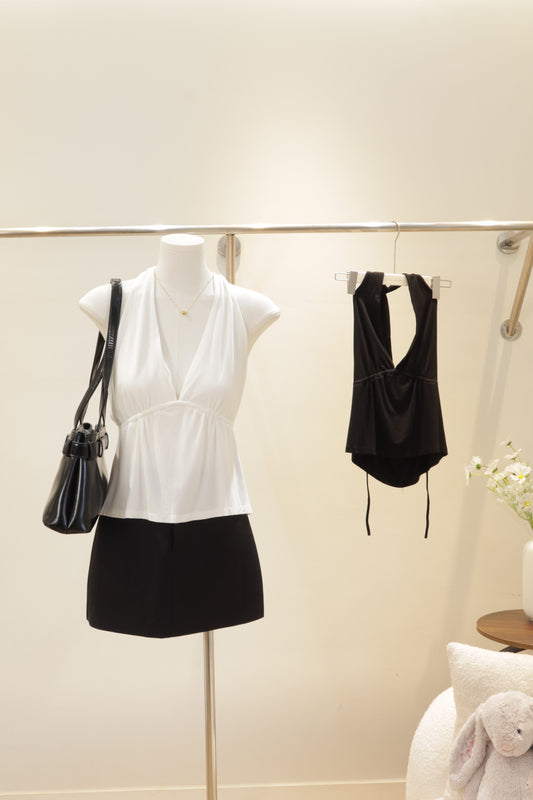 Halter low cut top