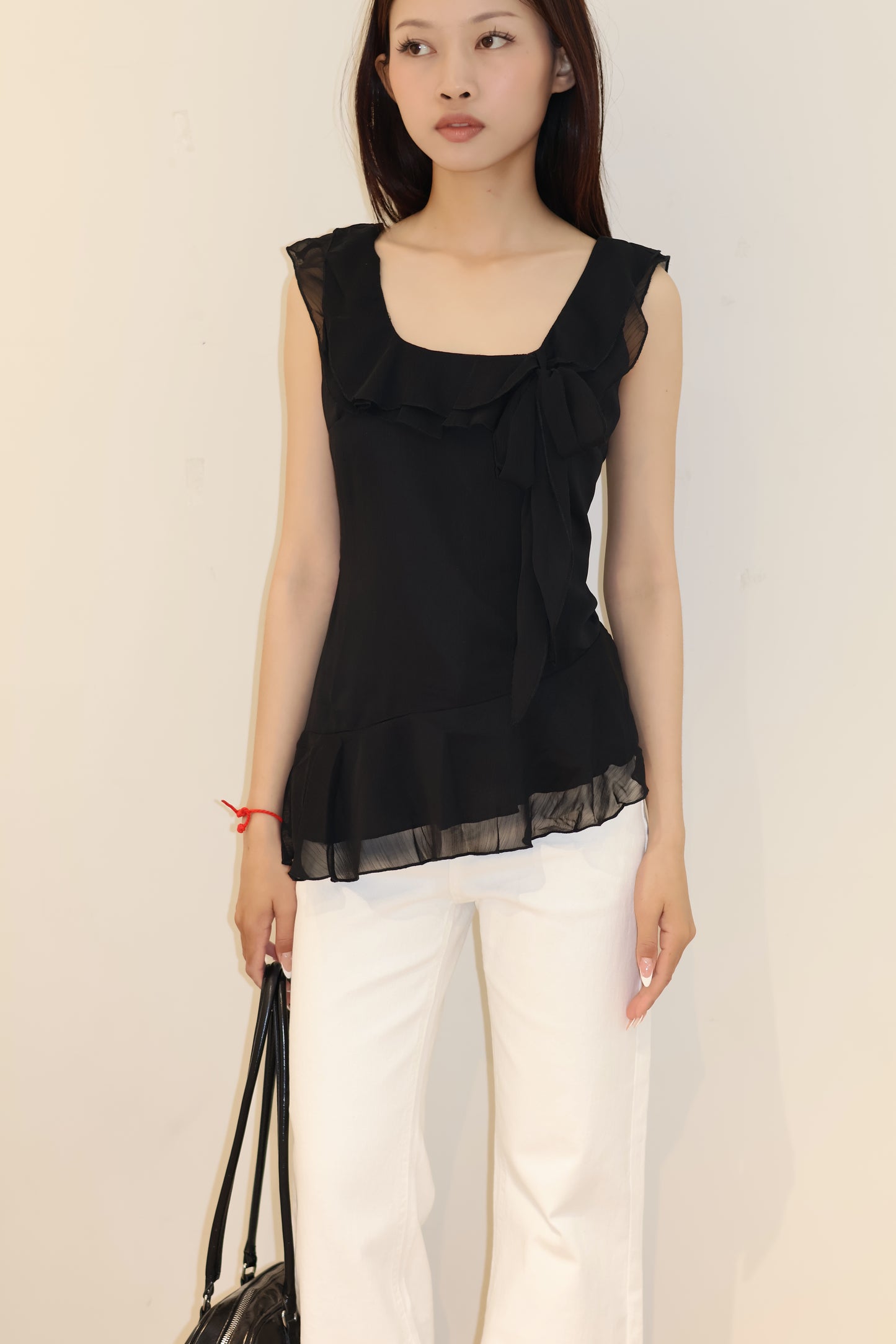 Square neck ruffled flowy top