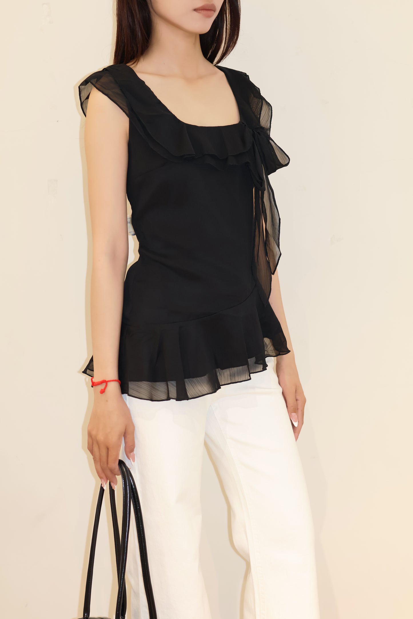 Square neck ruffled flowy top