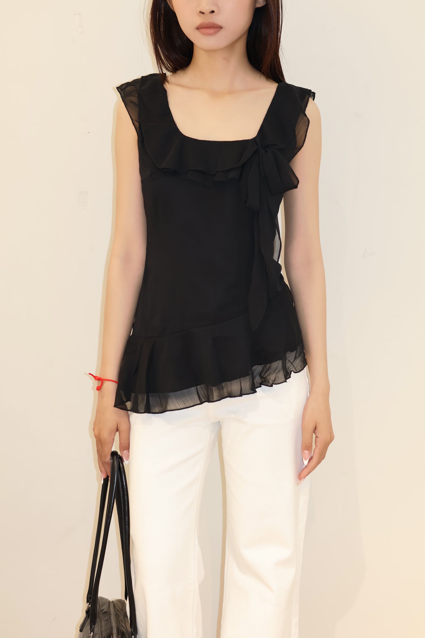 Square neck ruffled flowy top