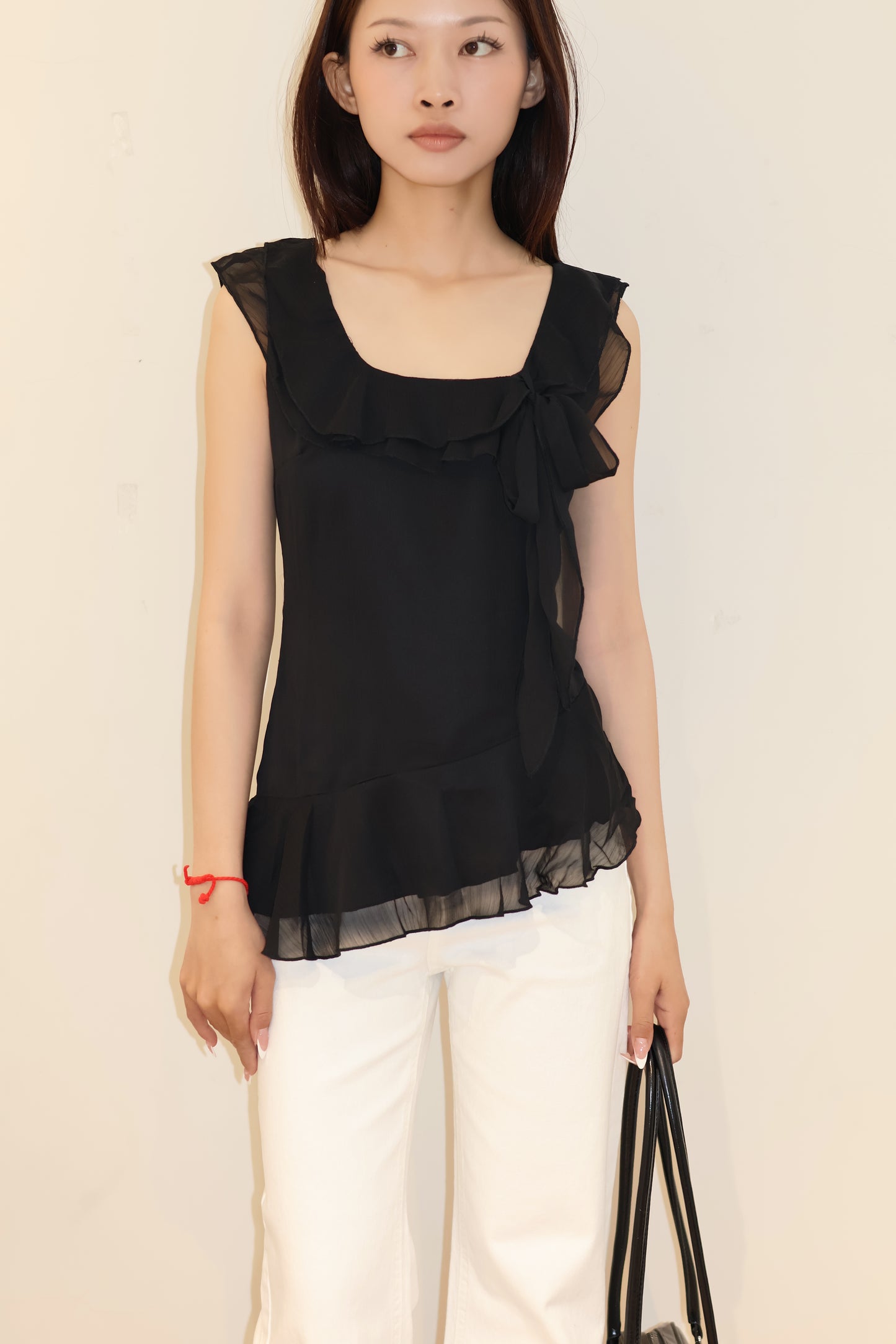 Square neck ruffled flowy top