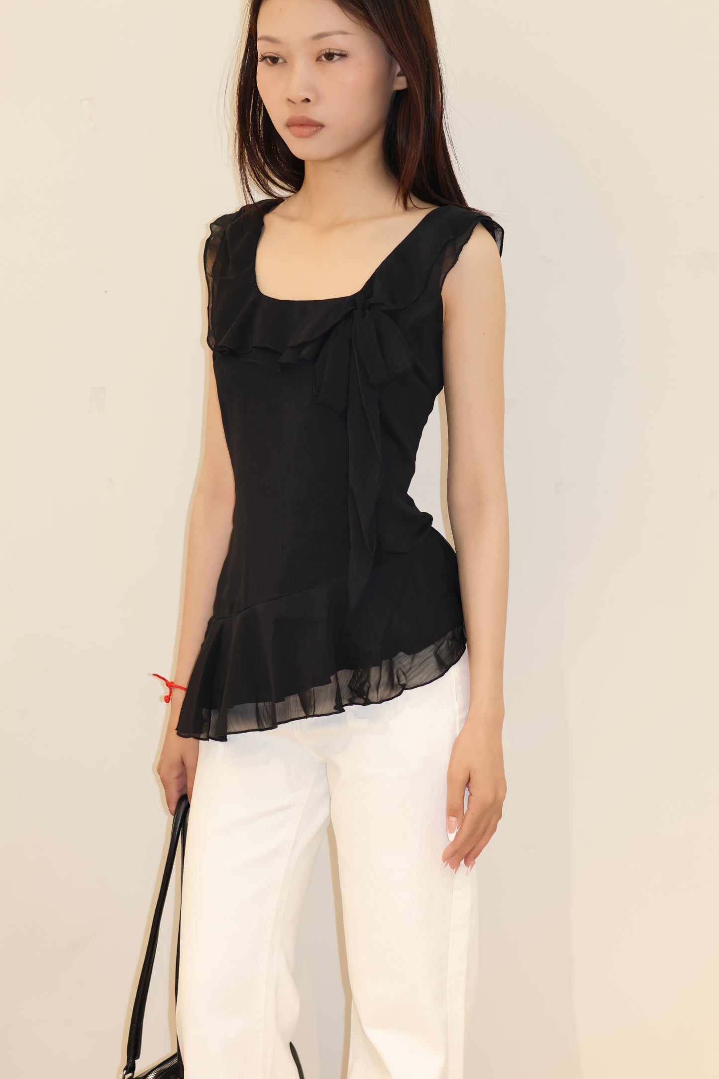 Square neck ruffled flowy top