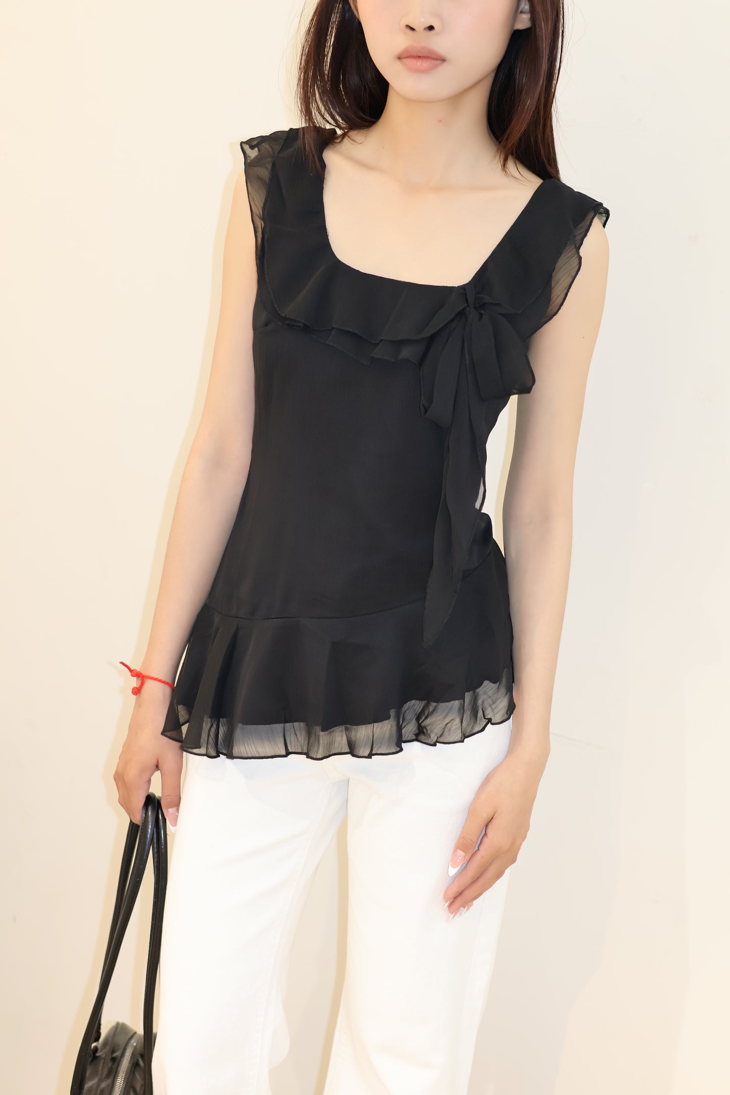 Square neck ruffled flowy top