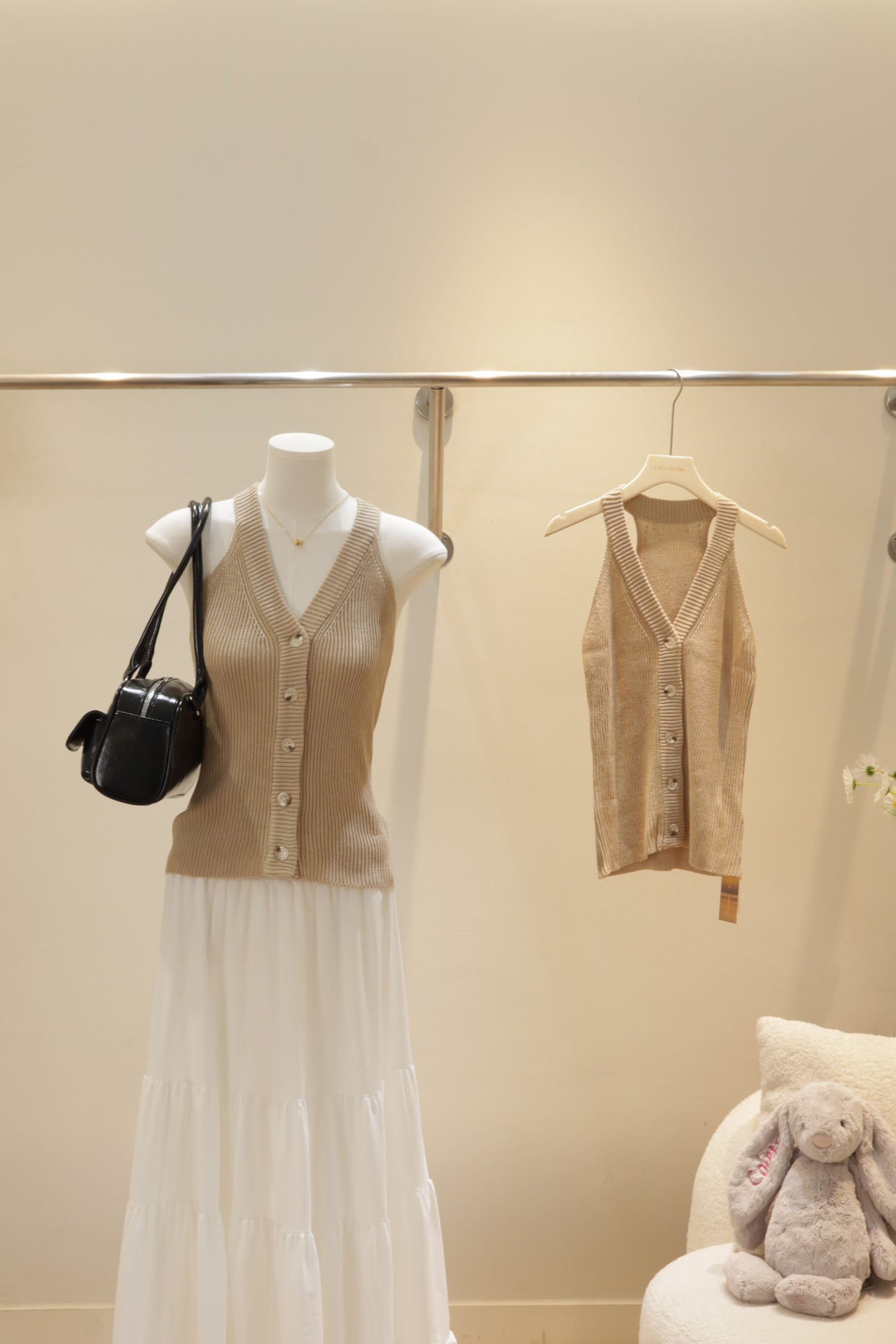 Brown knitted halter top