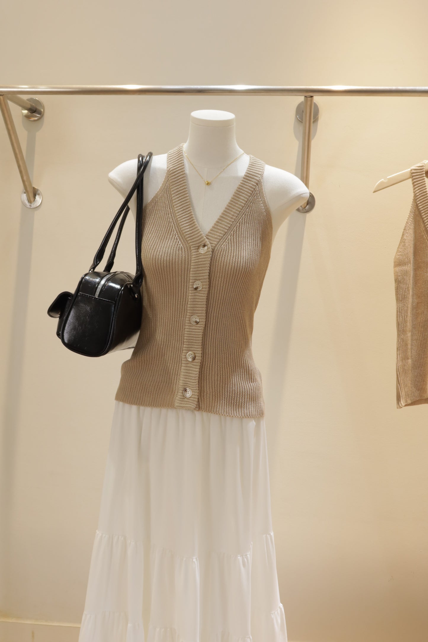 Brown knitted halter top