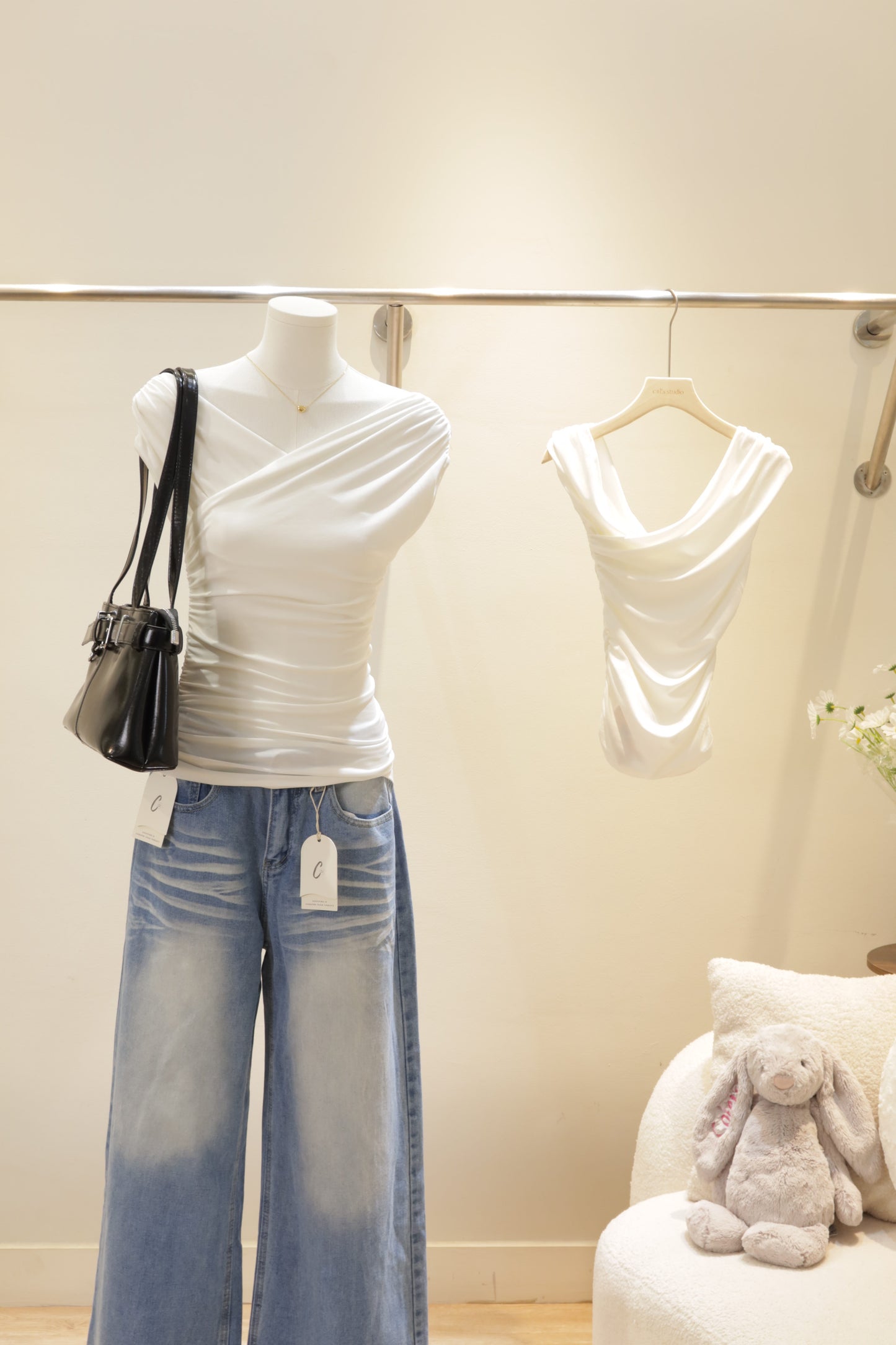 White off shoulder top