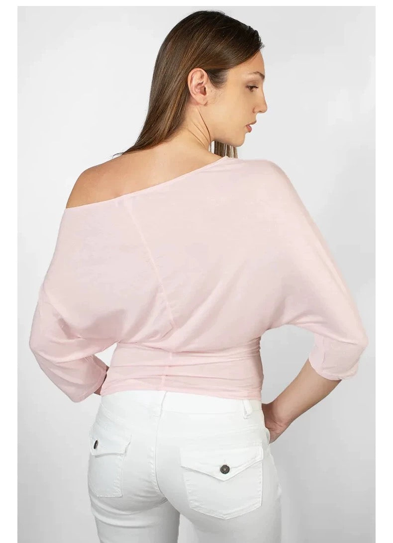 SUBDUED PINK SHEER HALF SHOULDER