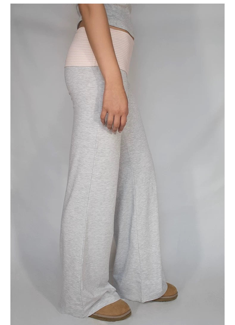 SUBDUED GRAY PANTS W/PINK STRIPES
