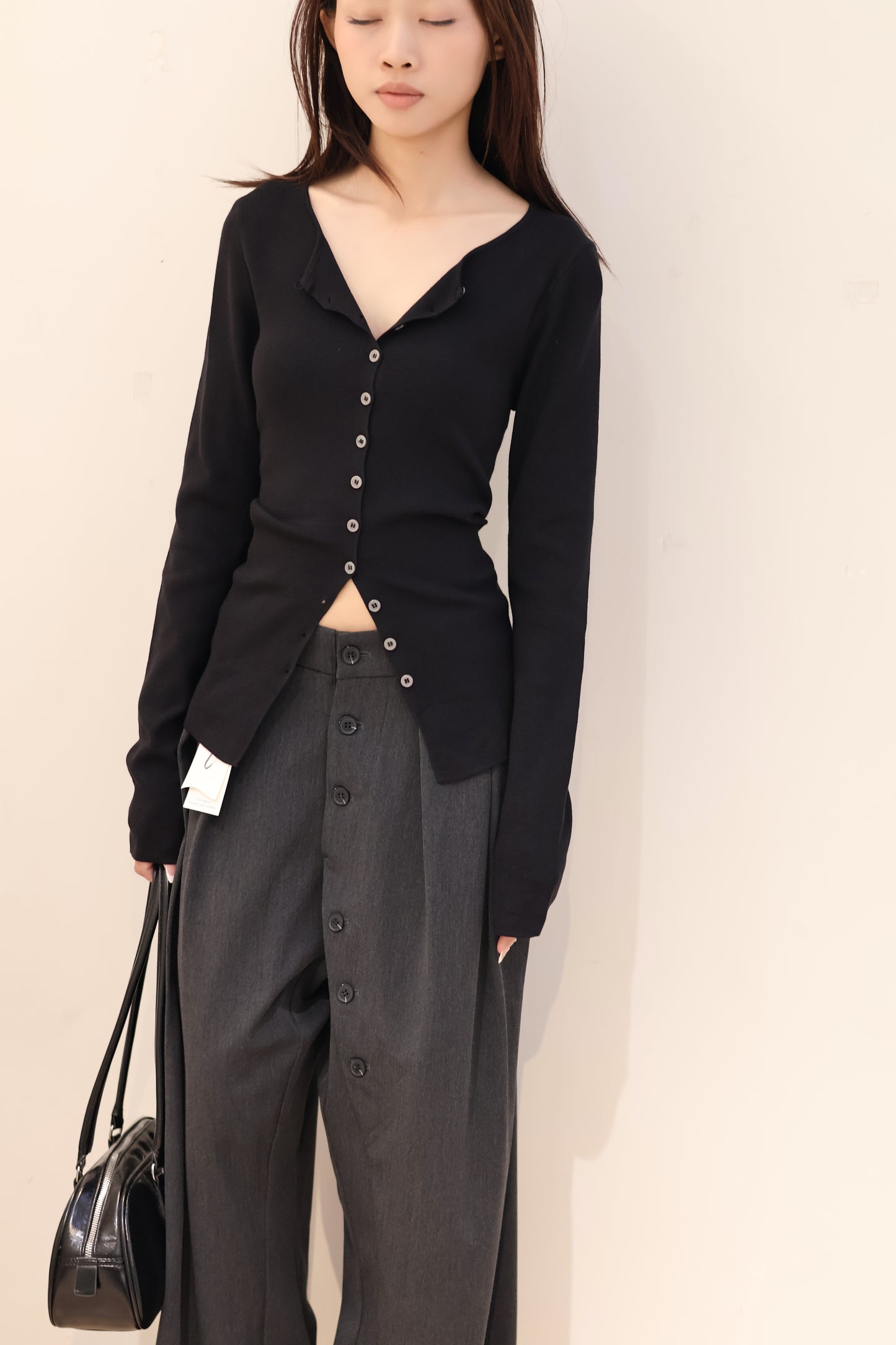 BLACK BUTTONED OUTERWEAR