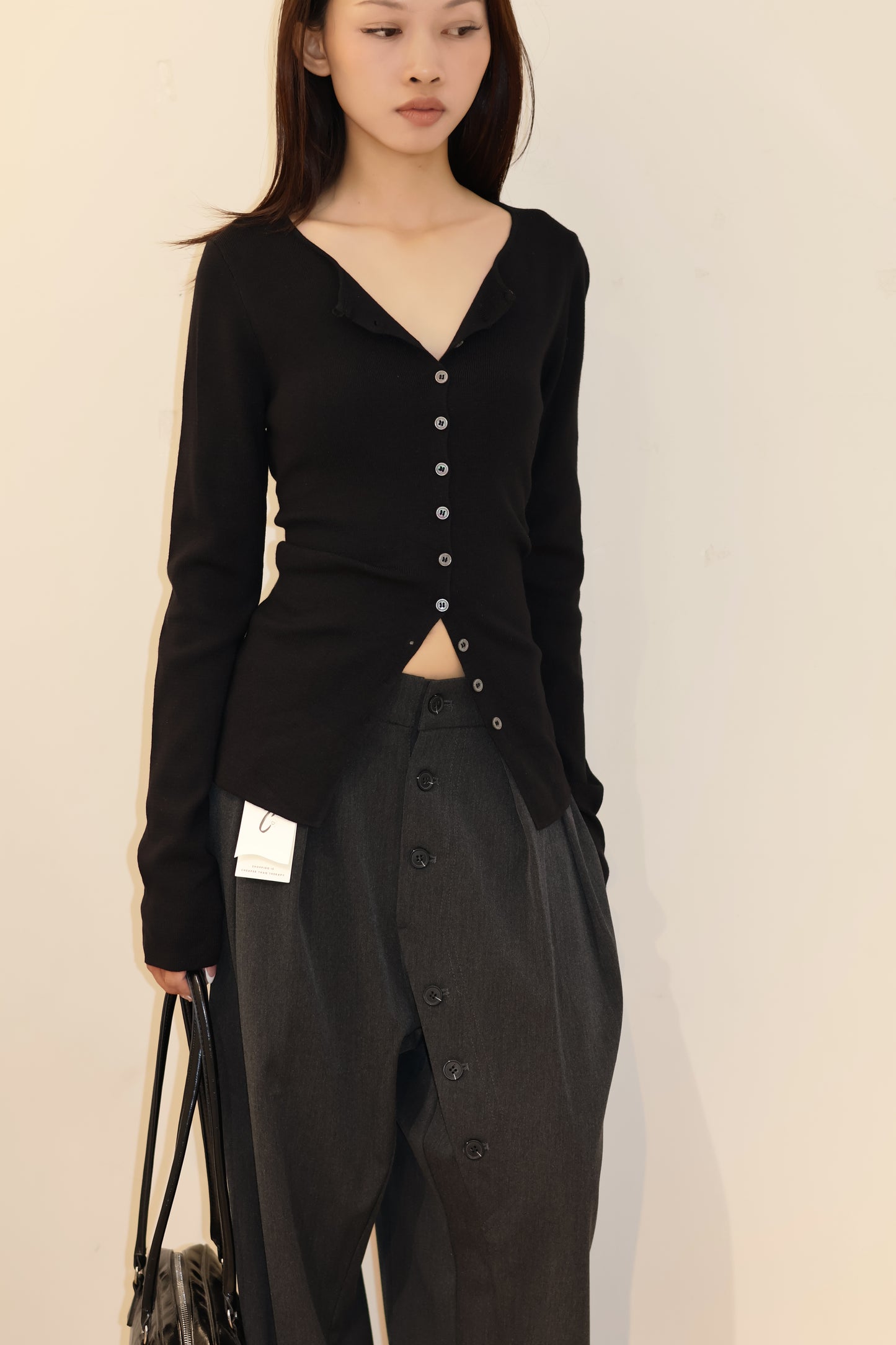 BLACK BUTTONED OUTERWEAR