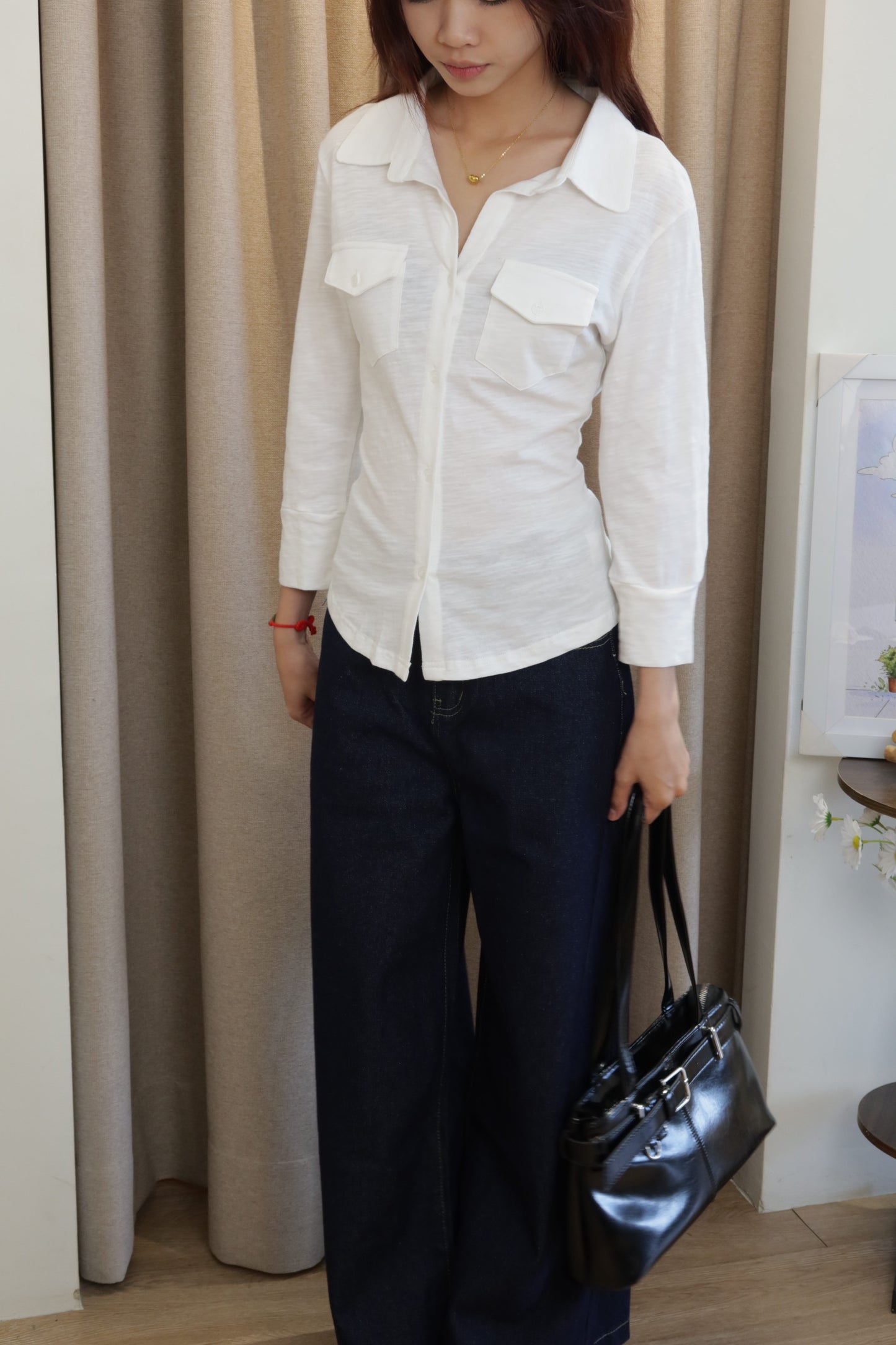 CC POCKET LONG SLEEVE BLOUSE